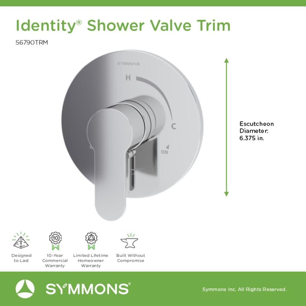 Maneral de grifo para regadera Symmons Identity en cromo pulido 6790TRM