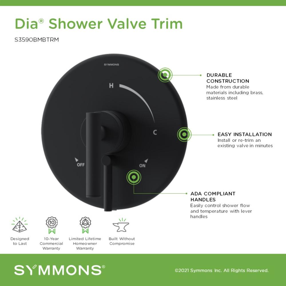 Manija de regadera Symmons Dia en negro mate 3590BMBTRM