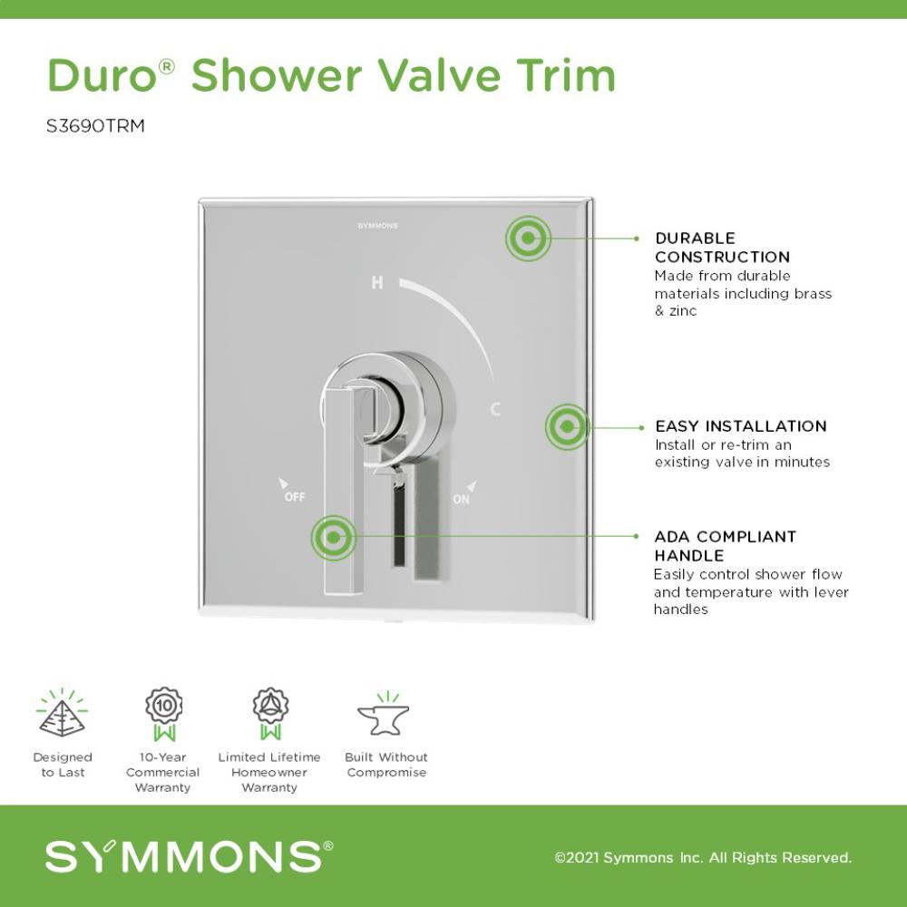 Mango de llave de regadera Symmons Duro cromado pulido 3690TRM