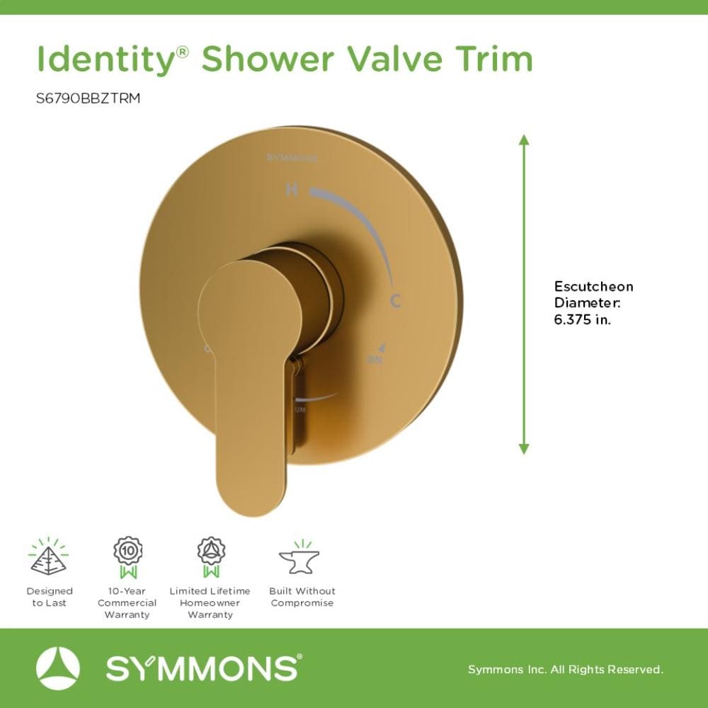 Mango para grifo de ducha Symmons Identity en bronce cepillado 6790BBZTRM