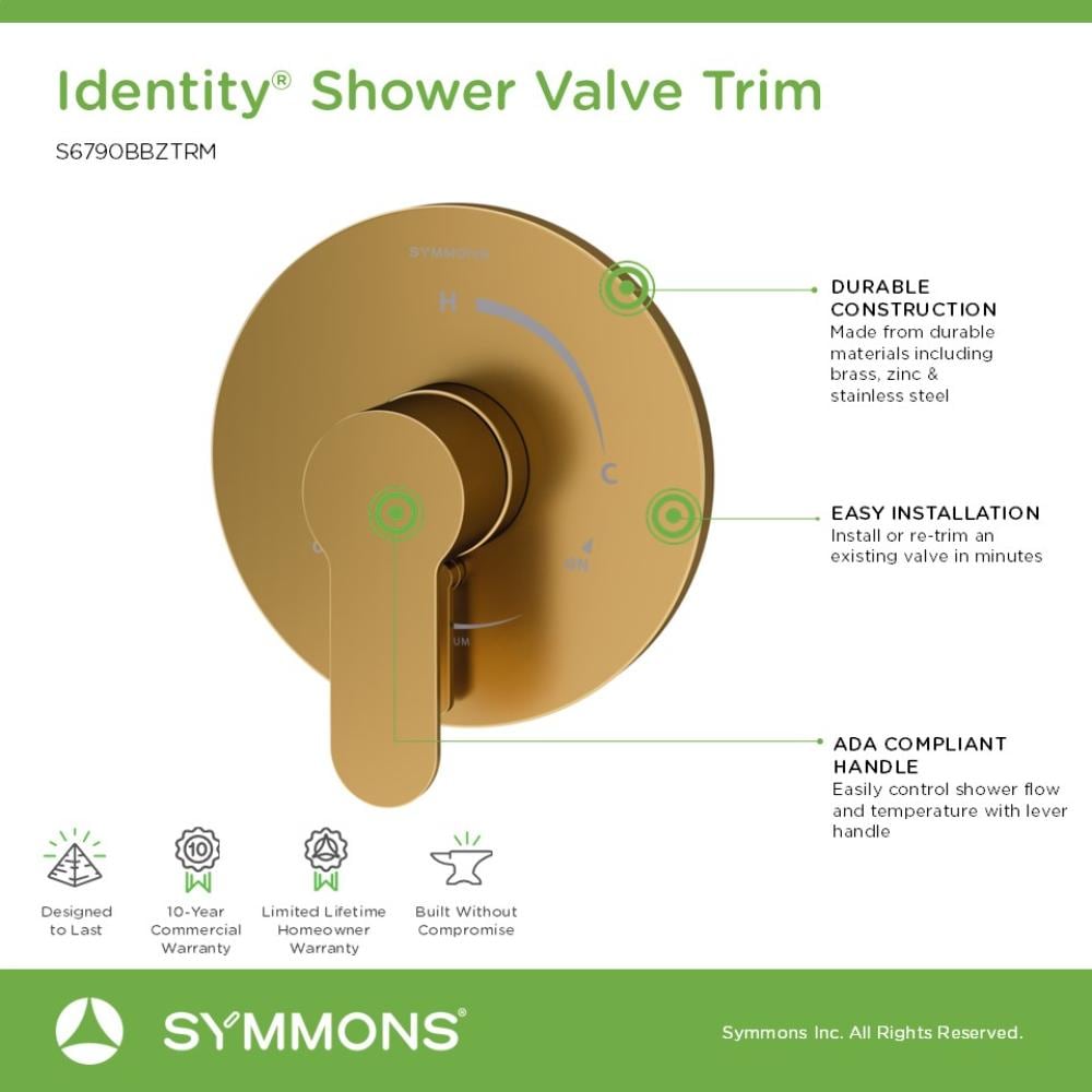 Mango para grifo de ducha Symmons Identity en bronce cepillado 6790BBZTRM