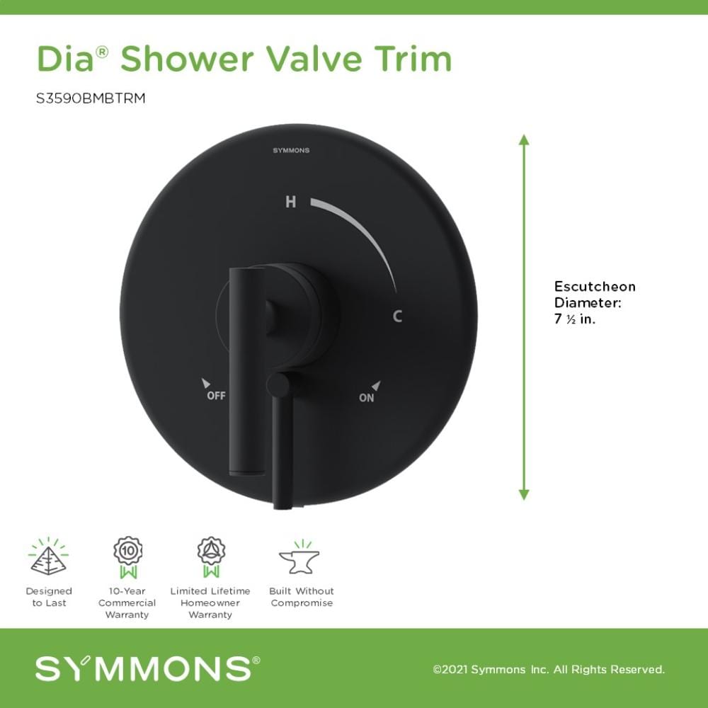 Mango de llave de regadera Symmons Dia en negro mate (S3590BMBTRM)