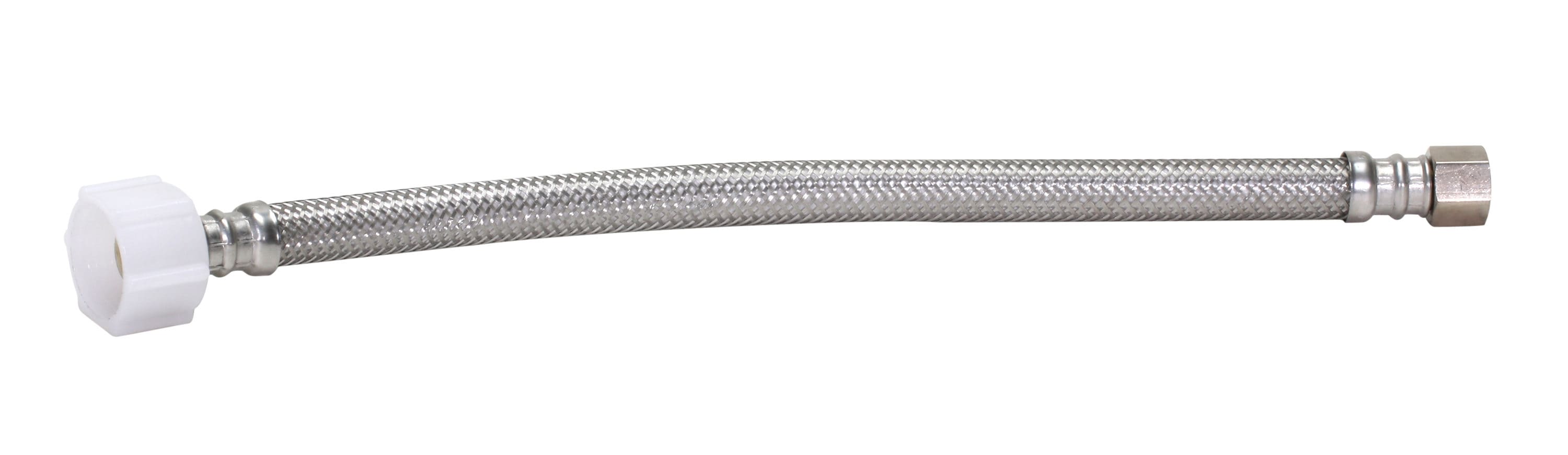 Línea de suministro de agua para inodoro flexible de acero inoxidable trenzado de 16 pulgadas con rosca de 3/8 pulgadas universal de Fluidmaster
