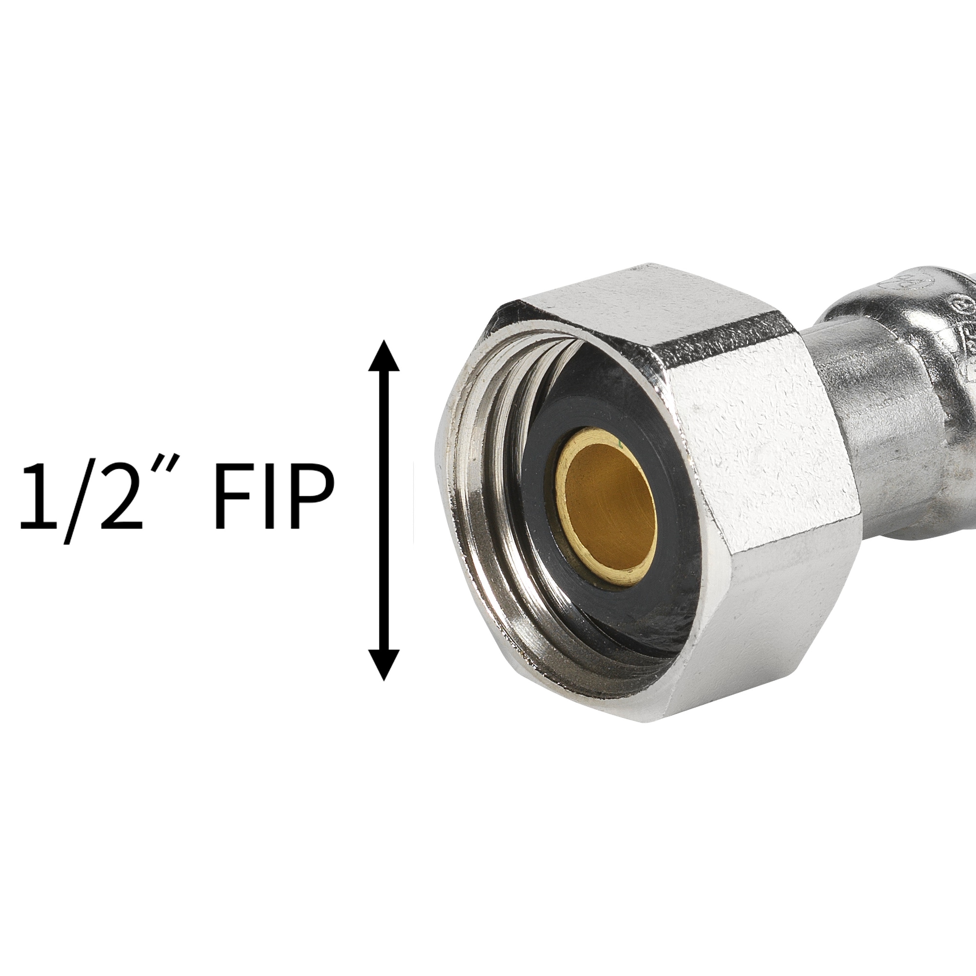 Línea de suministro flexible para grifo de acero inoxidable trenzado de 30 pulgadas con conexión de tubo de 1/2 pulgada FIP x 1/2 pulgada de rosca (7223-30-12-1-RB)