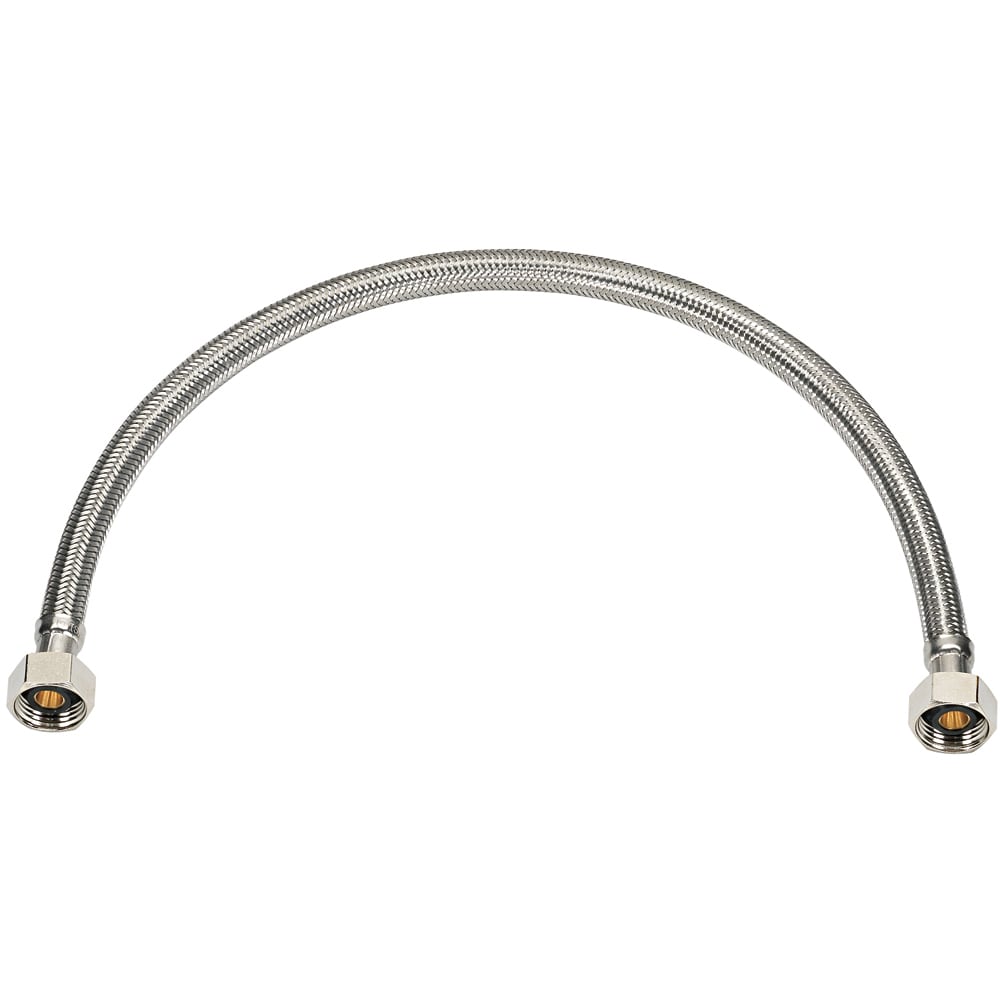 Línea de suministro flexible para grifo de acero inoxidable trenzado de 30 pulgadas con conexión de tubo de 1/2 pulgada FIP x 1/2 pulgada de rosca (7223-30-12-1-RB)