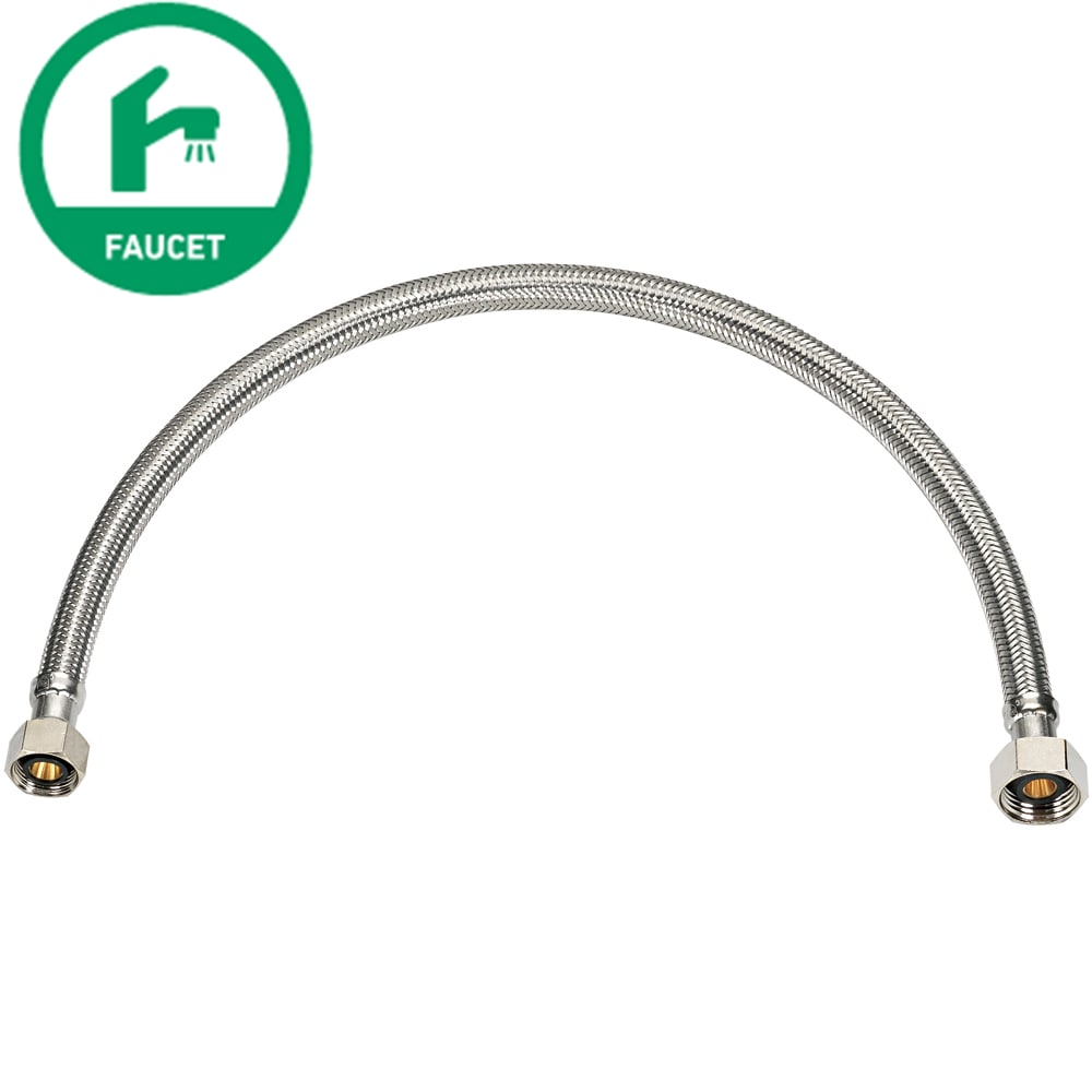 Línea de suministro flexible para grifo de acero inoxidable trenzado de 1/2 pulgadas de compresión x 1/2 pulgadas de rosca hembra x 20 pulgadas RELIABILT 7223-20-12-2-RB