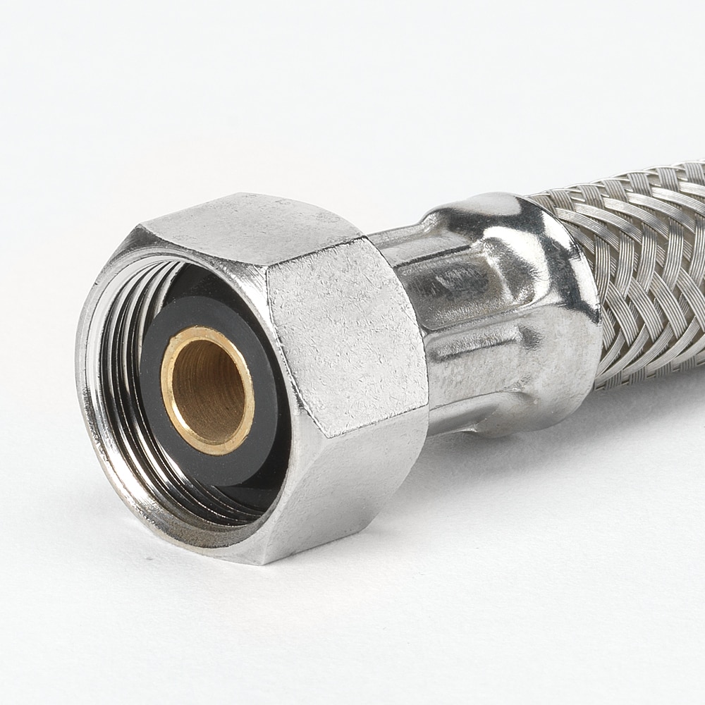 Línea de suministro flexible para grifo de acero inoxidable trenzado de 1/2 pulgadas de compresión x 1/2 pulgadas de rosca hembra x 20 pulgadas RELIABILT 7223-20-12-2-RB
