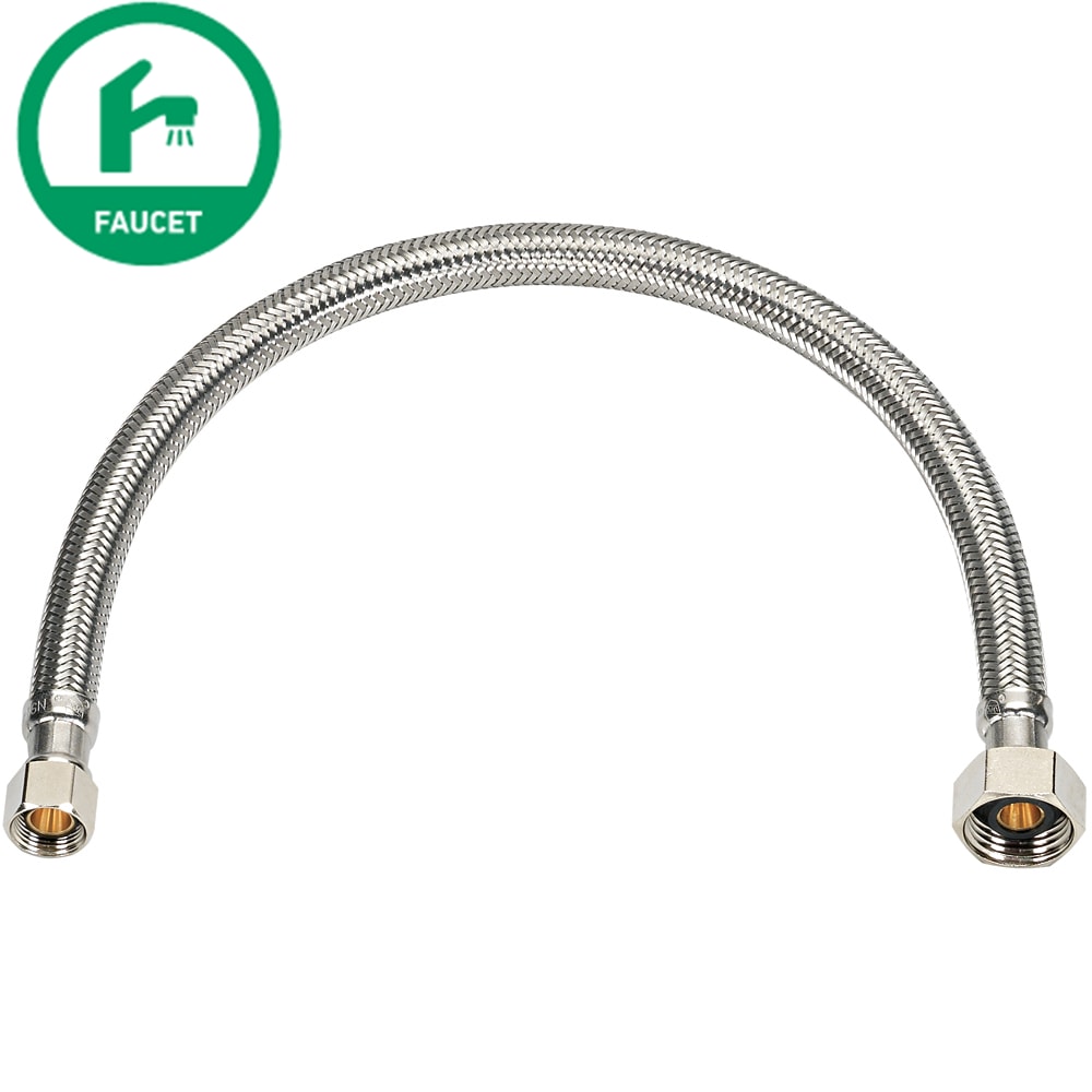 Línea flexible de suministro para grifo de acero inoxidable trenzado de 12 pulgadas, 3/8 pulgadas de compresión x 1/2 pulgadas de FIP - RELIABILT 7223-12-38-2-RB