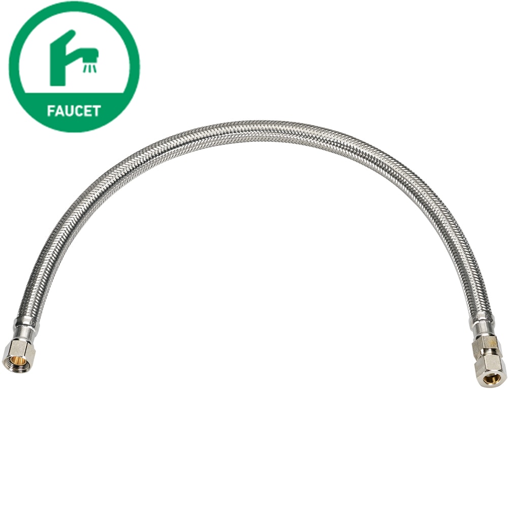 Línea de suministro flexible de grifo de acero inoxidable trenzado de 16 pulgadas, 3/8 pulgadas de compresión x 3/8 pulgadas FIP, marca RELIABILT