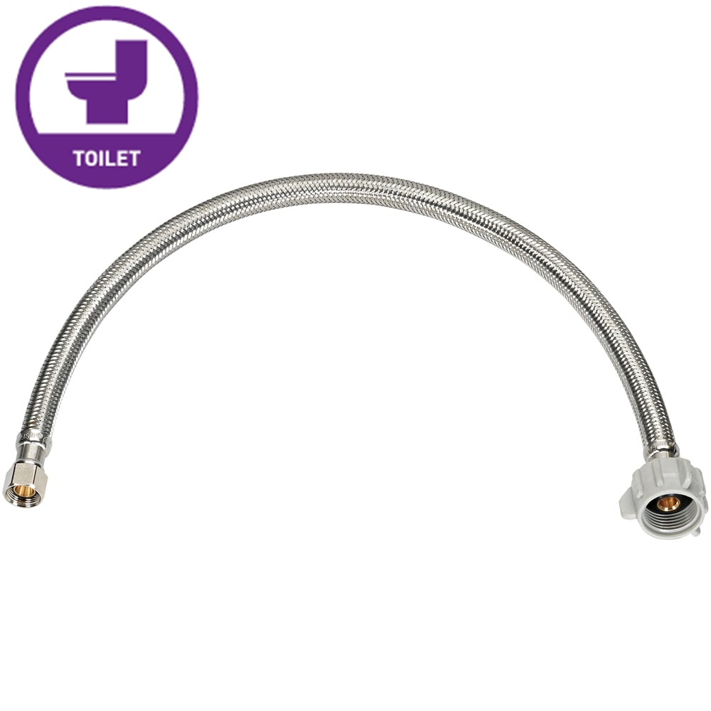 Línea de suministro flexible para inodoro de acero inoxidable trenzado de 9 pulgadas RELIABILT 3/8 pulgadas de compresión x 7/8 pulgadas de FIP 7233-09-38-2-RB