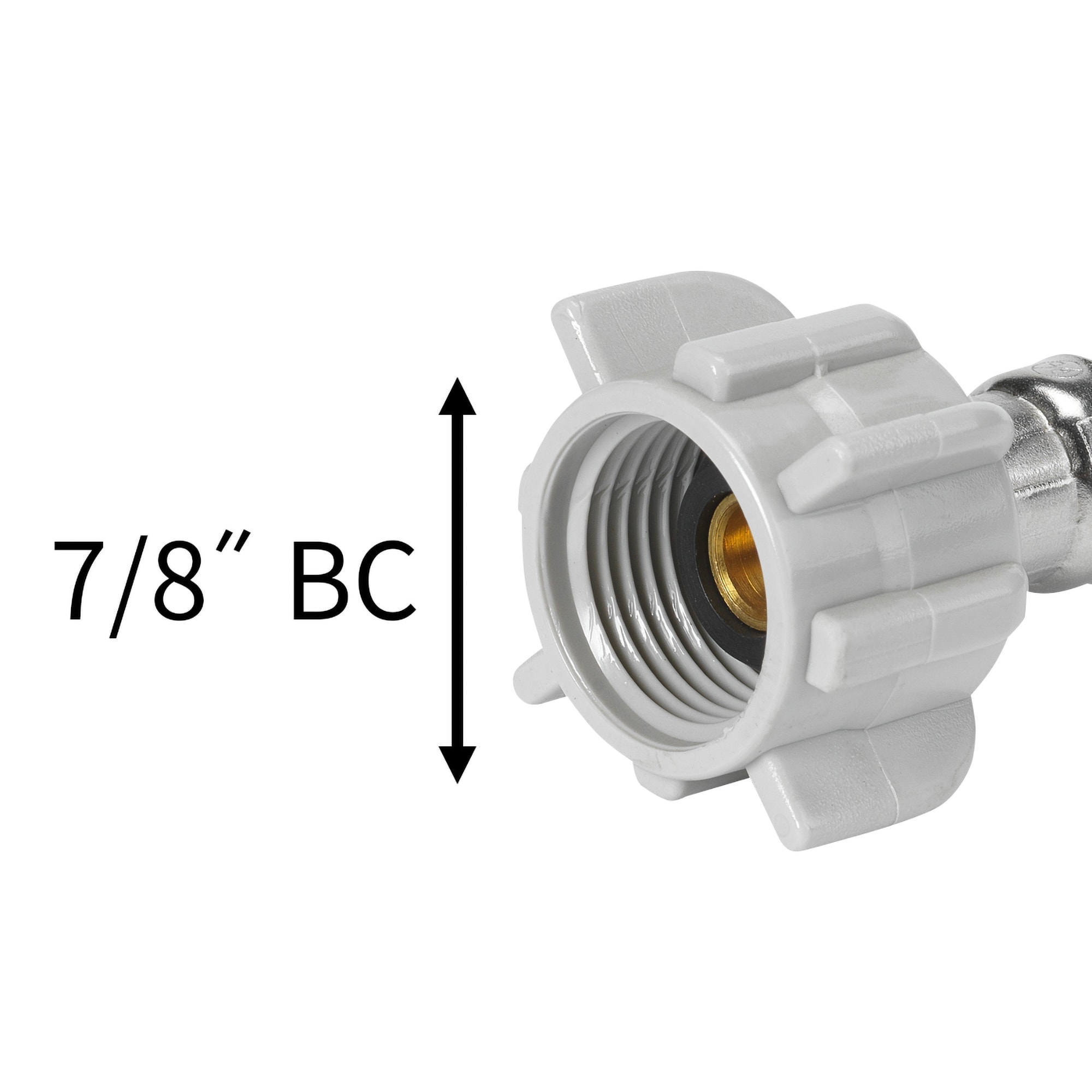 Línea flexible de suministro de acero inoxidable trenzado para inodoro RELIABILT de 3/8 pulgadas flare x 7/8 pulgadas FIP x 12 pulgadas 7233-12-38-3-RB