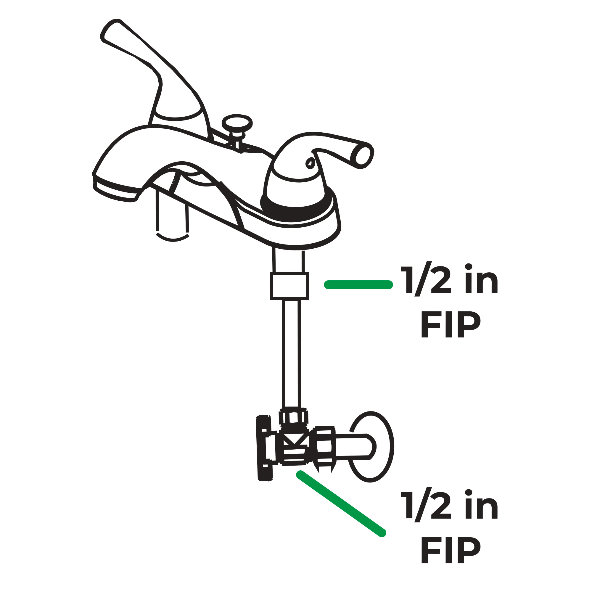 Línea de suministro flexible para grifo de acero inoxidable trenzado de 1/2 pulgada FIP x 1/2 pulgada FIP x 12 pulgadas RELIABILT 7223-12-12-1-RB