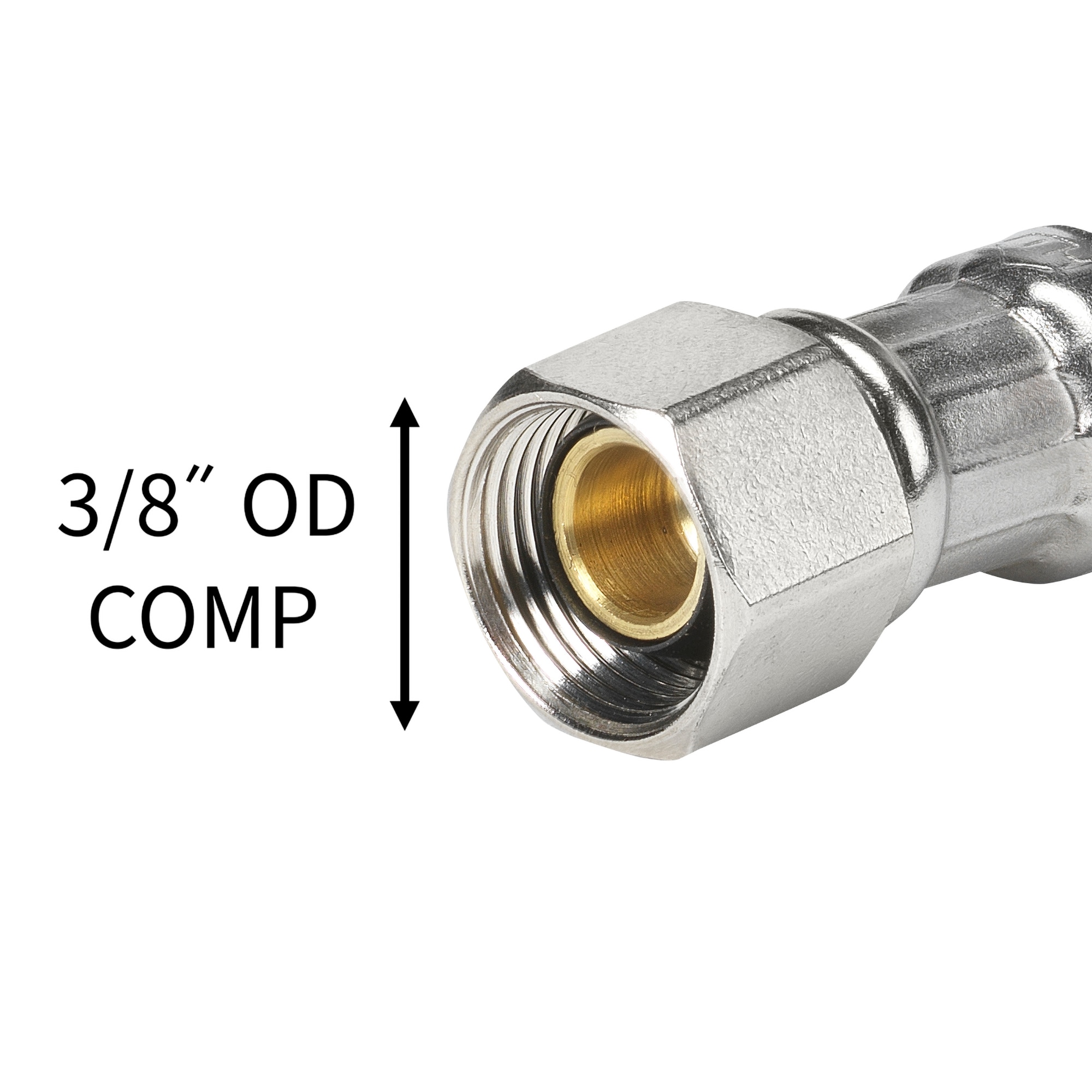 Línea de suministro flexible de acero inoxidable trenzado de 20 pulgadas, 3/8 pulgadas de compresión x 7/8 pulgadas de FIP - RELIABILT 7233-20-38-2-RB