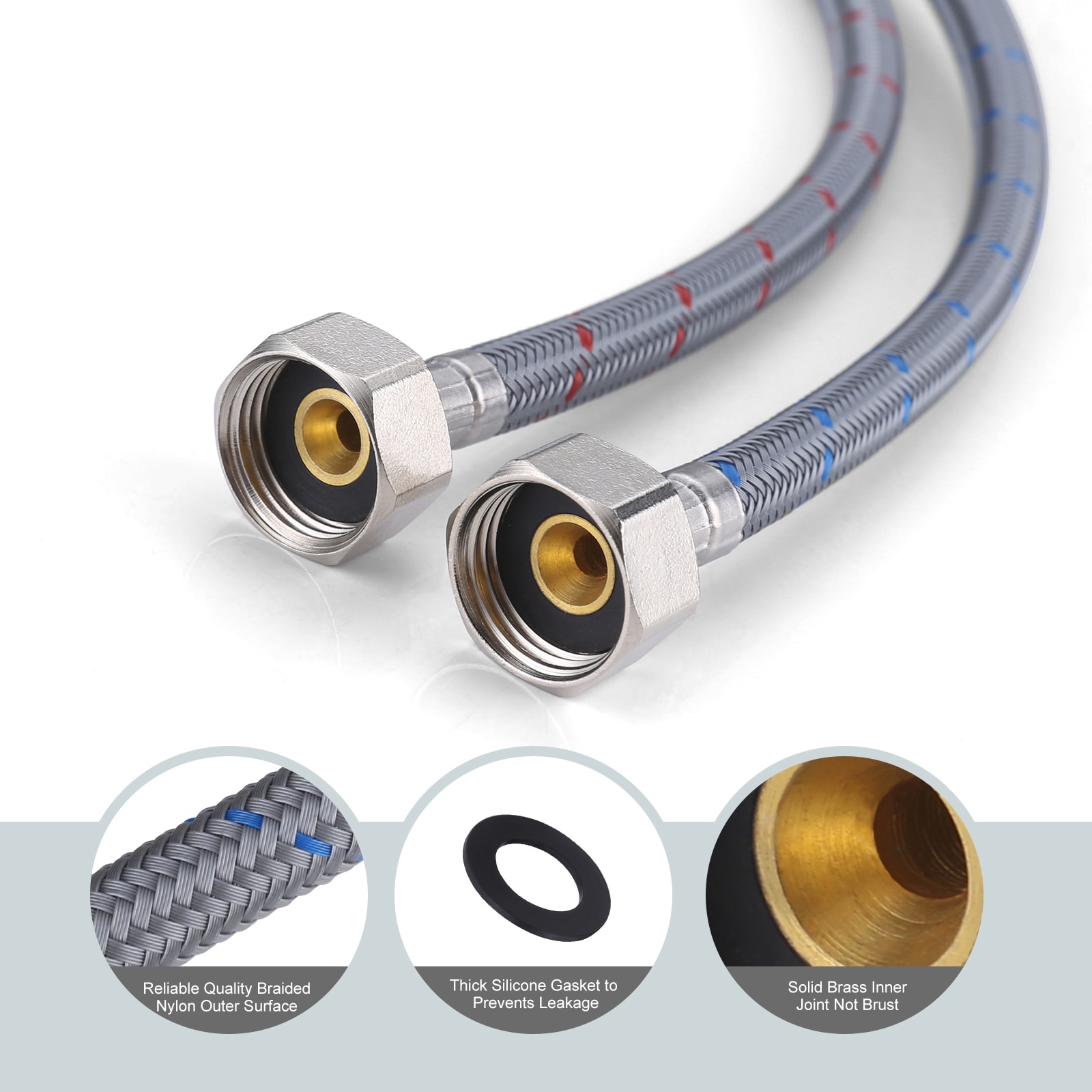 Línea de suministro flexible para grifo de PEX 3/8 pulgadas de compresión x 1/2 pulgadas de compresión x 30 pulgadas WOWOW X1005-30-LW