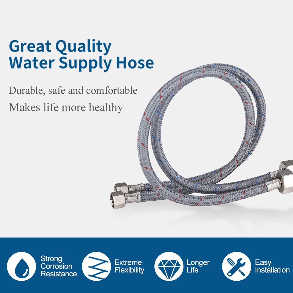Línea de suministro flexible para grifo de 24 pulgadas WOWOW 3/8 pulgadas de compresión x 1/2 pulgadas de FIP x PEX X1005-24-LW