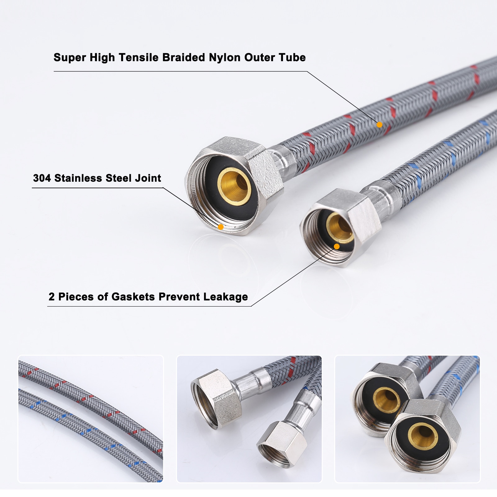 ¡WOWOW! Línea de suministro flexible para grifo PEX de 3/8 pulgadas x 1/2 pulgadas x 36 pulgadas - X1005-36-LW
