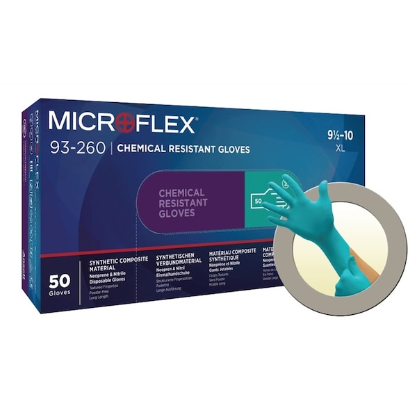Guantes resistentes a químicos Ansell de 11", Neopreno/Nitrilo, M, 50 paq - MFX93260080-CASO