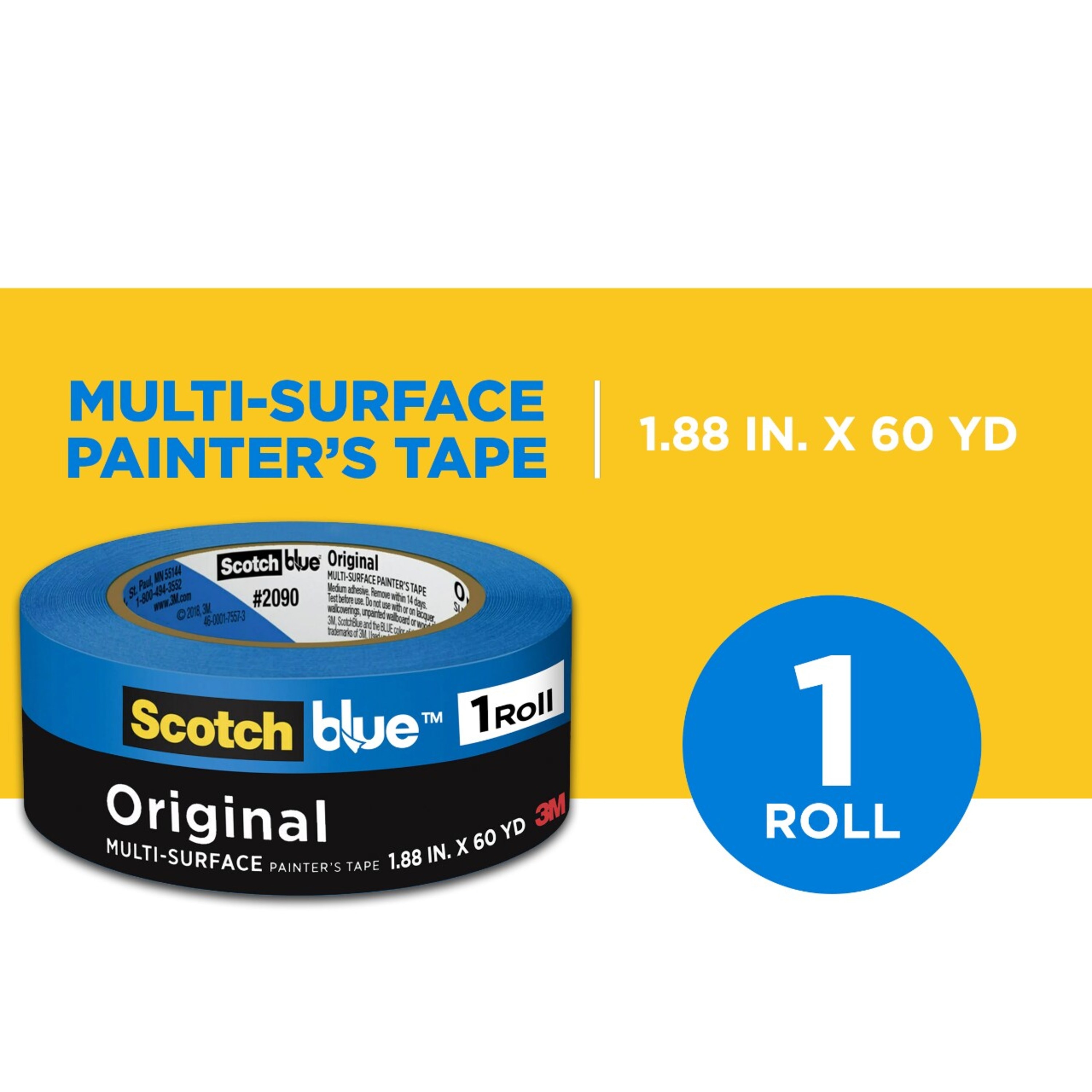 Cinta para pintor ScotchBlue Original Multi-Surface 2090 de 1.88 pulgadas x 60 yardas