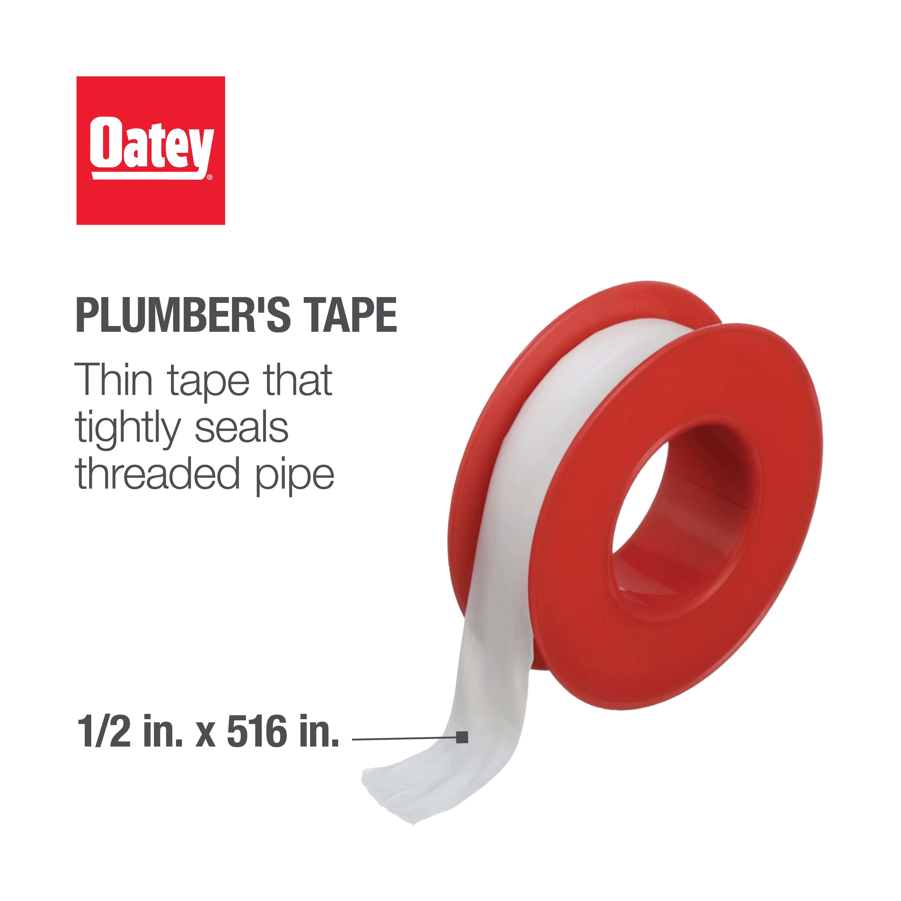 Cinta de Plomero Oatey de 0.5 pulgadas x 43 pies en paquete de 5