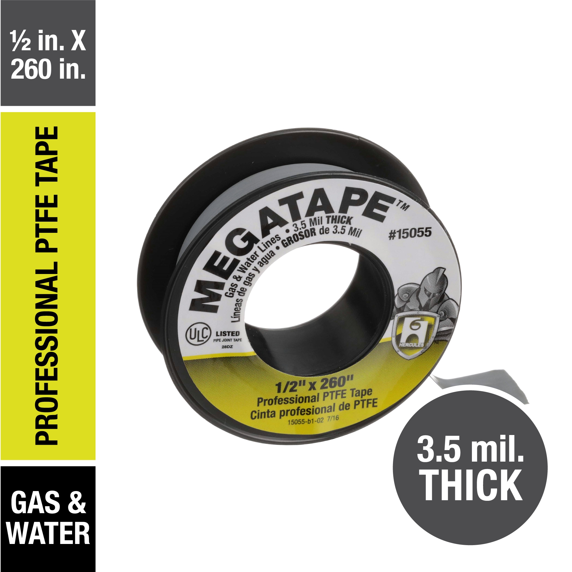 Cinta de Plomero Hercules Megatape de 0.5 pulgadas x 21.6 pies 15055L