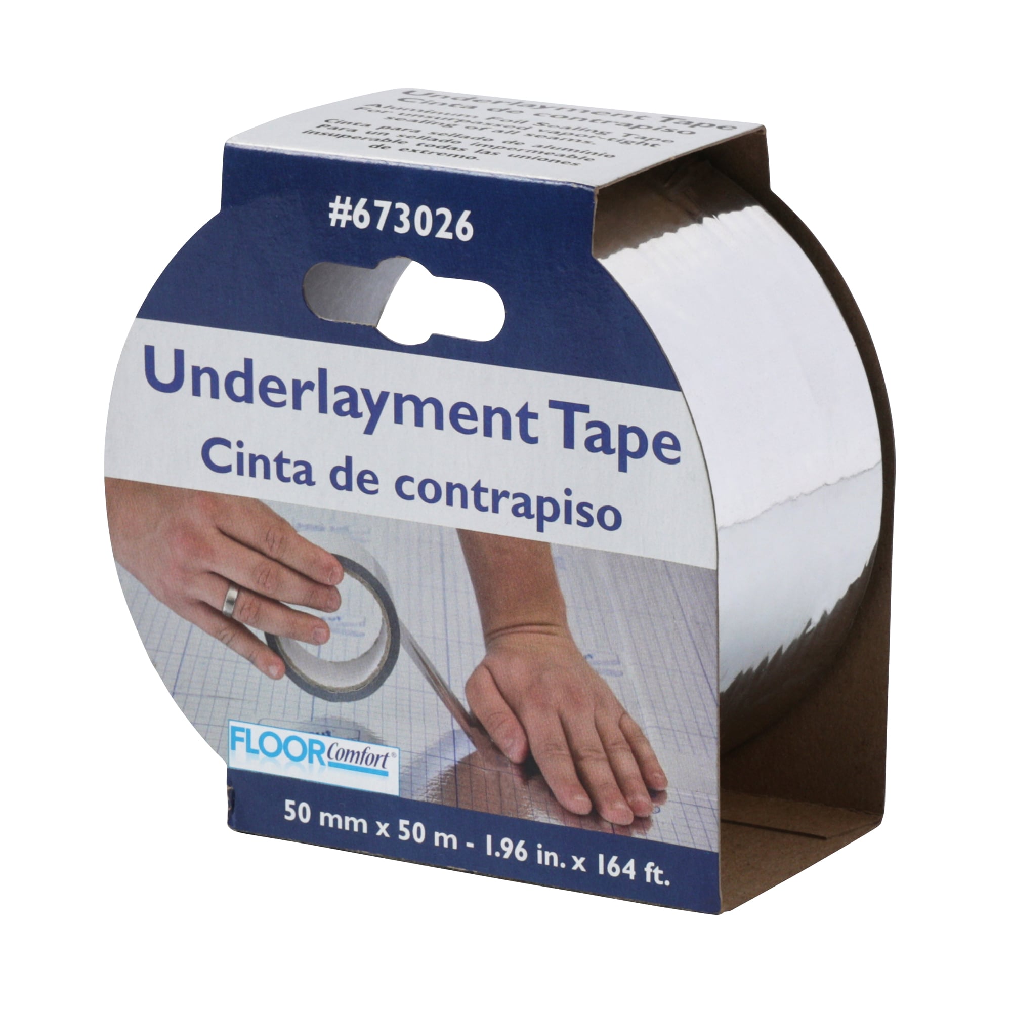 Cinta de PisoCómodo para Subsuelos 1.96 pulg x 164 pies Película Autoadhesiva Plateada A61974