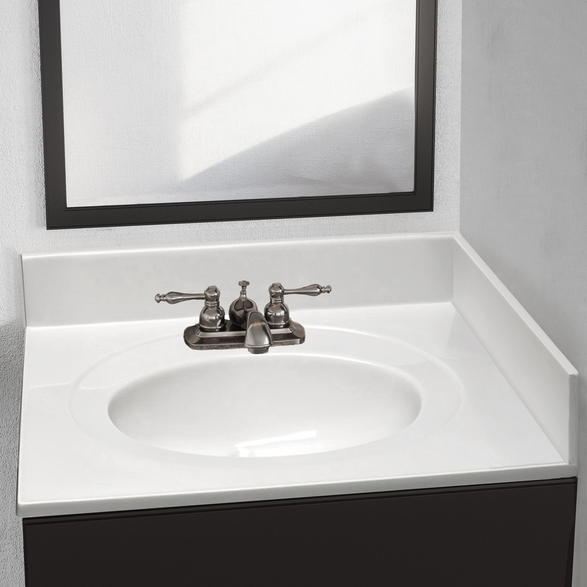 Salpicadura lateral de baño de mármol cultivado sólido blanco, 3.38 pulgadas de alto x 18.38 pulgadas de largo de Design House