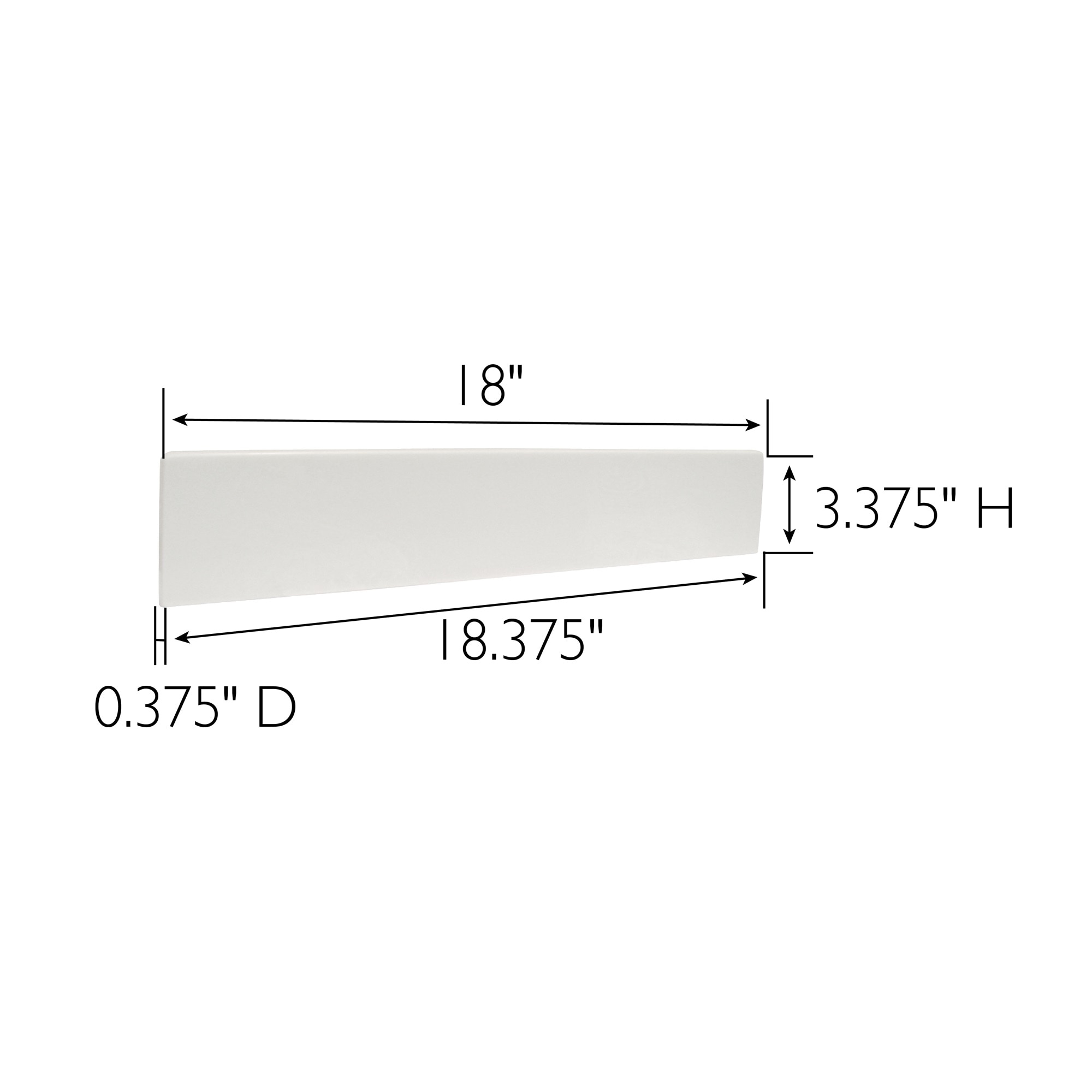 Salpicadura lateral de baño de mármol cultivado sólido blanco, 3.38 pulgadas de alto x 18.38 pulgadas de largo de Design House