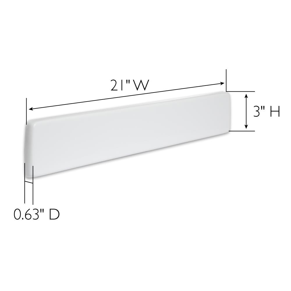 Salpicadera lateral de baño de mármol blanco sólido de 3 pulgadas de alto y 21.25 pulgadas de largo de Design House Camilla