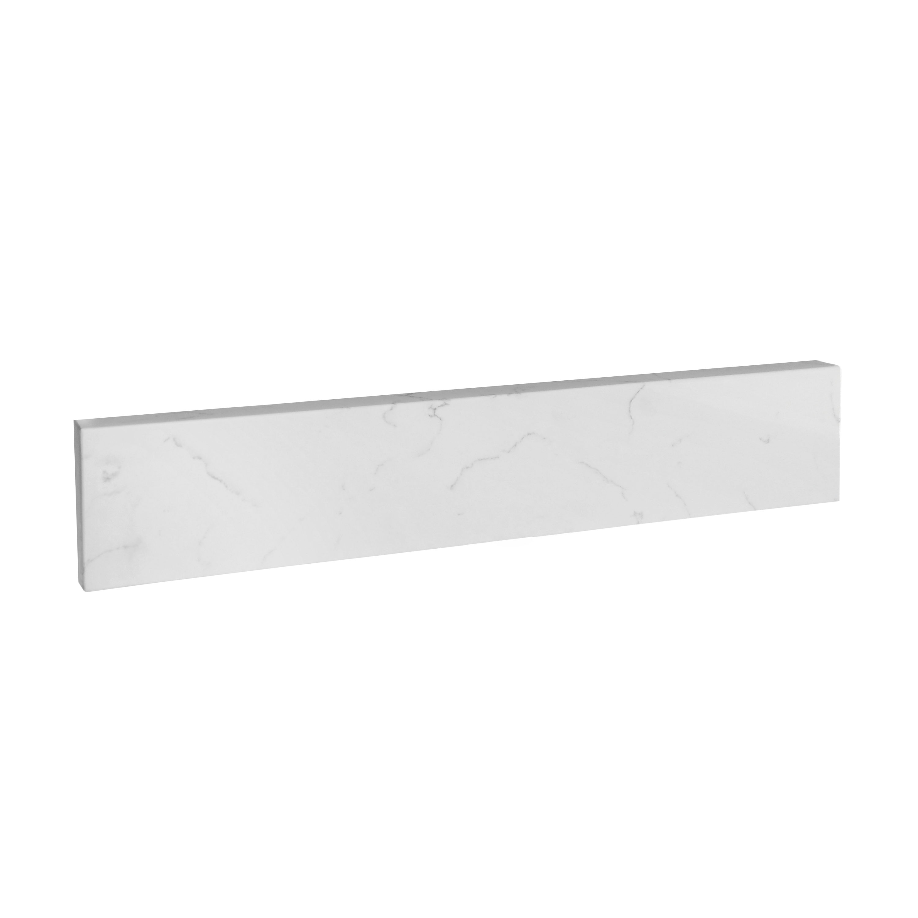 Salpicadura lateral de baño de cuarzo blanco Carrara de 4 pulgadas de alto x 21.25 pulgadas de largo Bestview 261077.