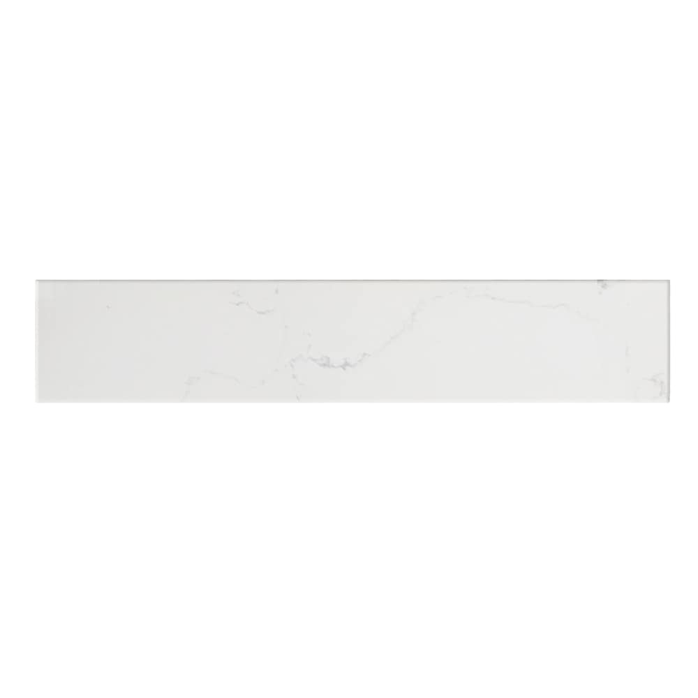 Salpicadura lateral de baño de cuarzo blanco Carrara de 4 pulgadas de alto x 21.25 pulgadas de largo Bestview 261077.