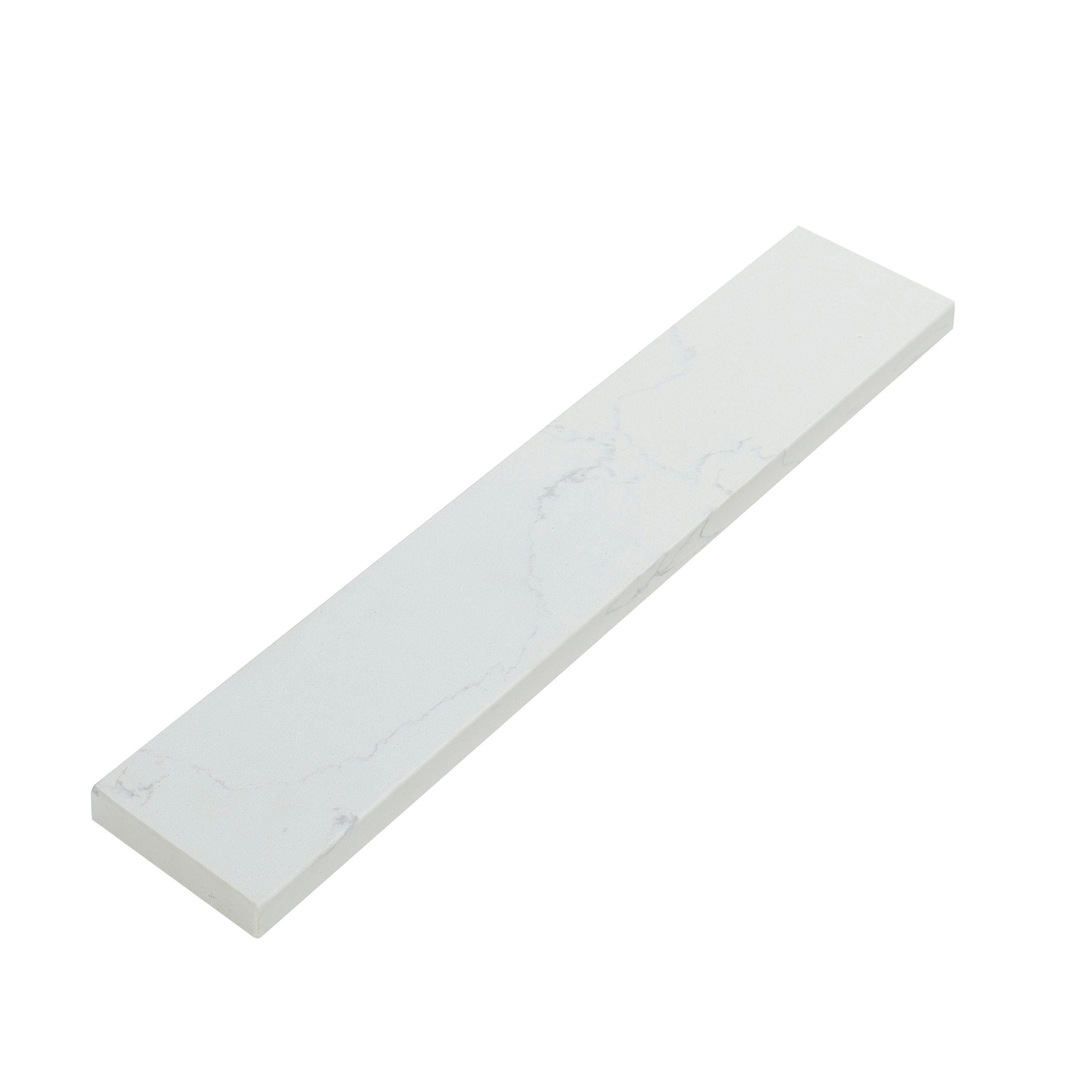 Salpicadura lateral de baño de cuarzo blanco Carrara de 4 pulgadas de alto x 21.25 pulgadas de largo Bestview 261077.