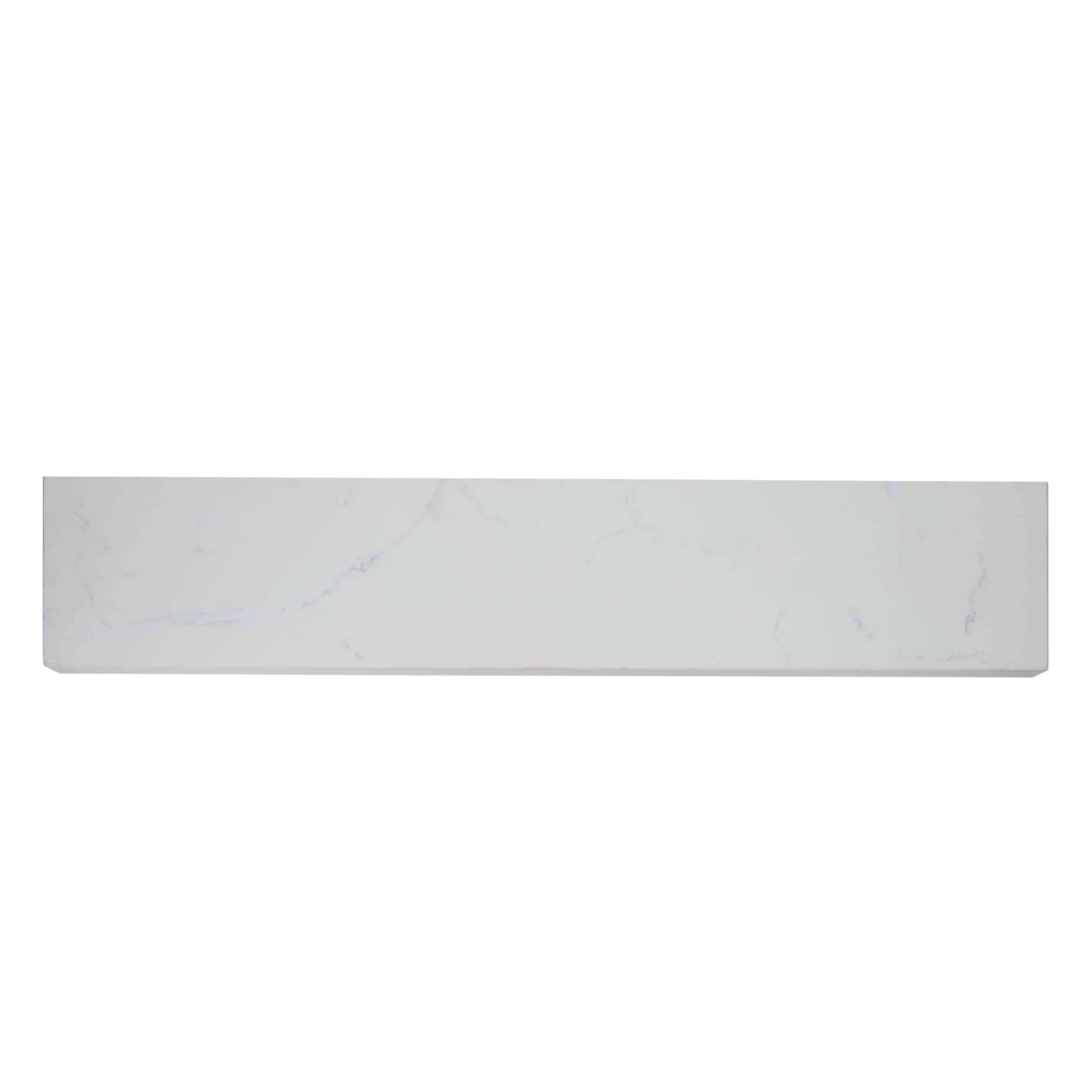 Salpicadera lateral de baño de mármol blanco natural de carrara de 4 pulgadas de alto x 21 pulgadas de largo de allen + roth 261415