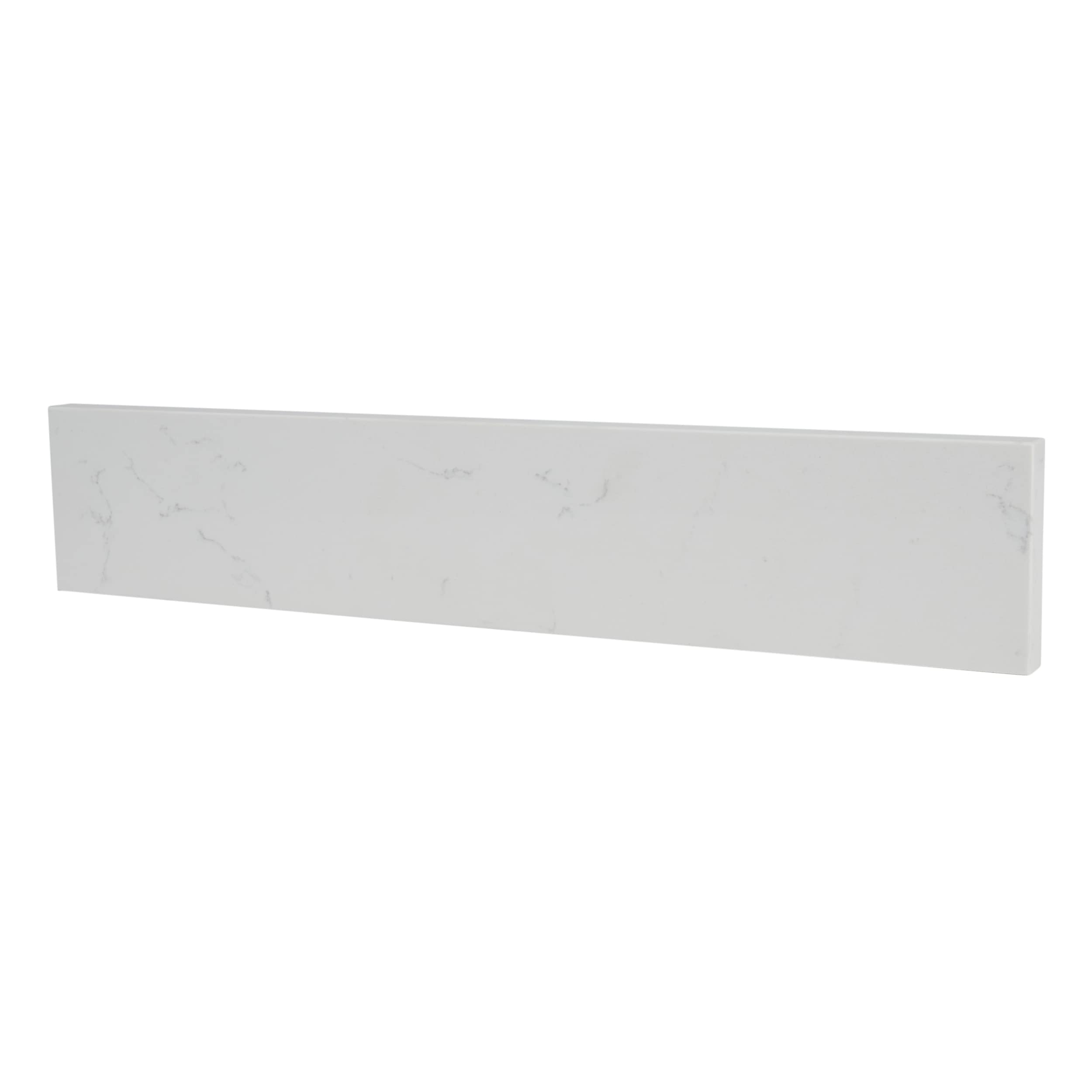 Salpicadera lateral de baño de mármol blanco natural de carrara de 4 pulgadas de alto x 21 pulgadas de largo de allen + roth 261415
