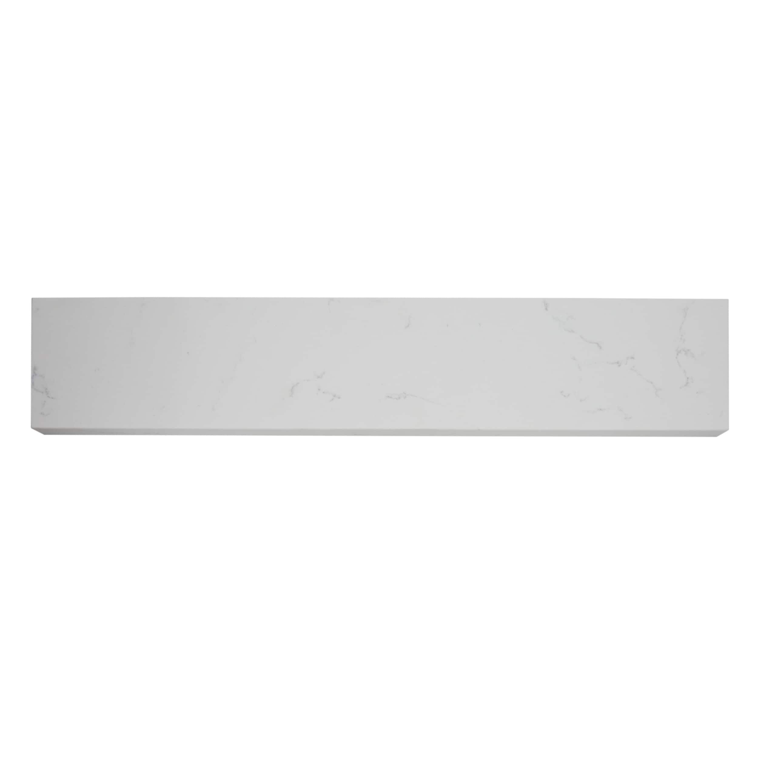 Salpicadera lateral de baño de mármol blanco natural de carrara de 4 pulgadas de alto x 21 pulgadas de largo de allen + roth 261415
