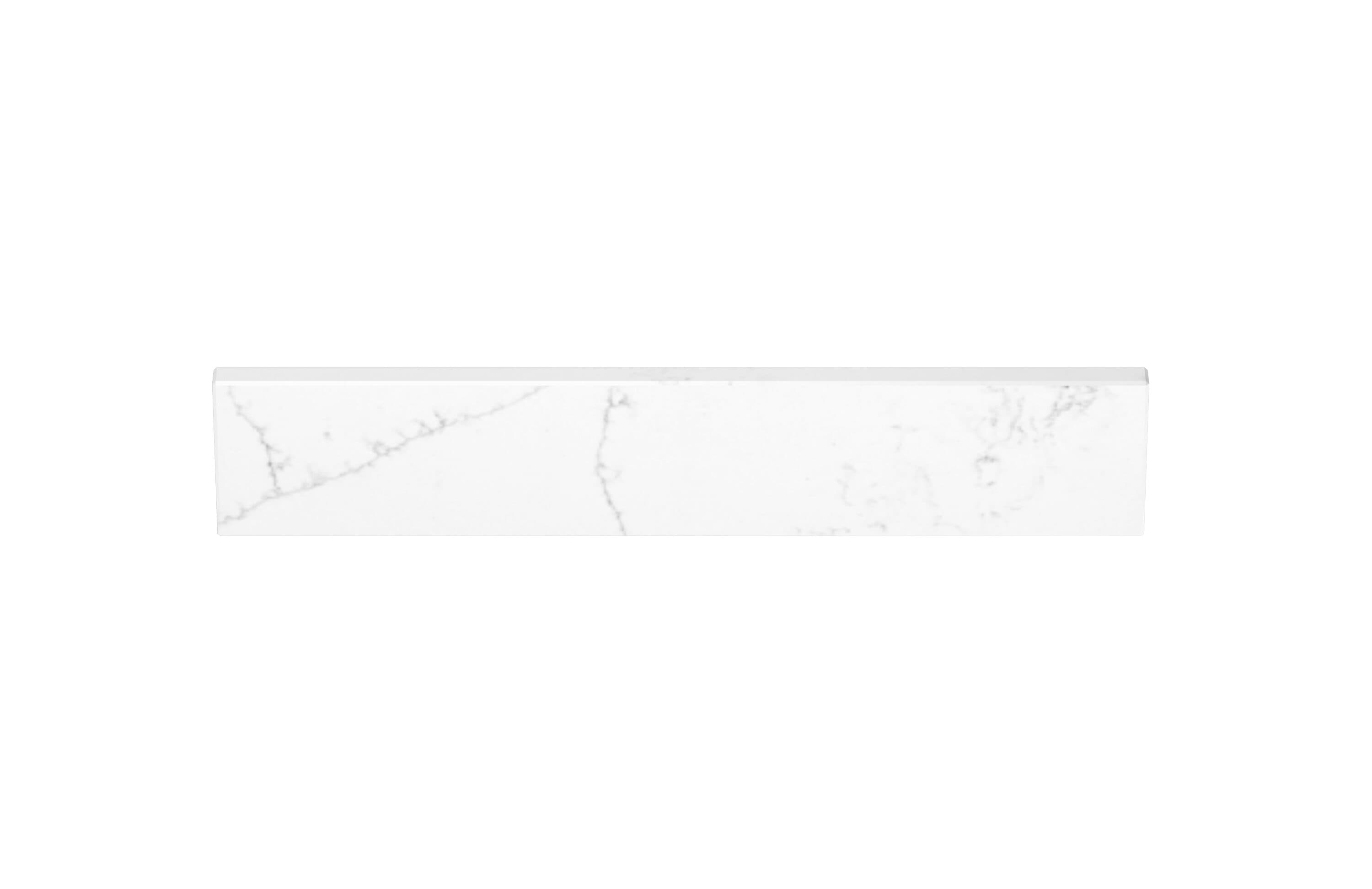 Salpicadera lateral de baño de cuarzo blanco Carrara Winette de 4 pulgadas de alto por 21.24 pulgadas de largo