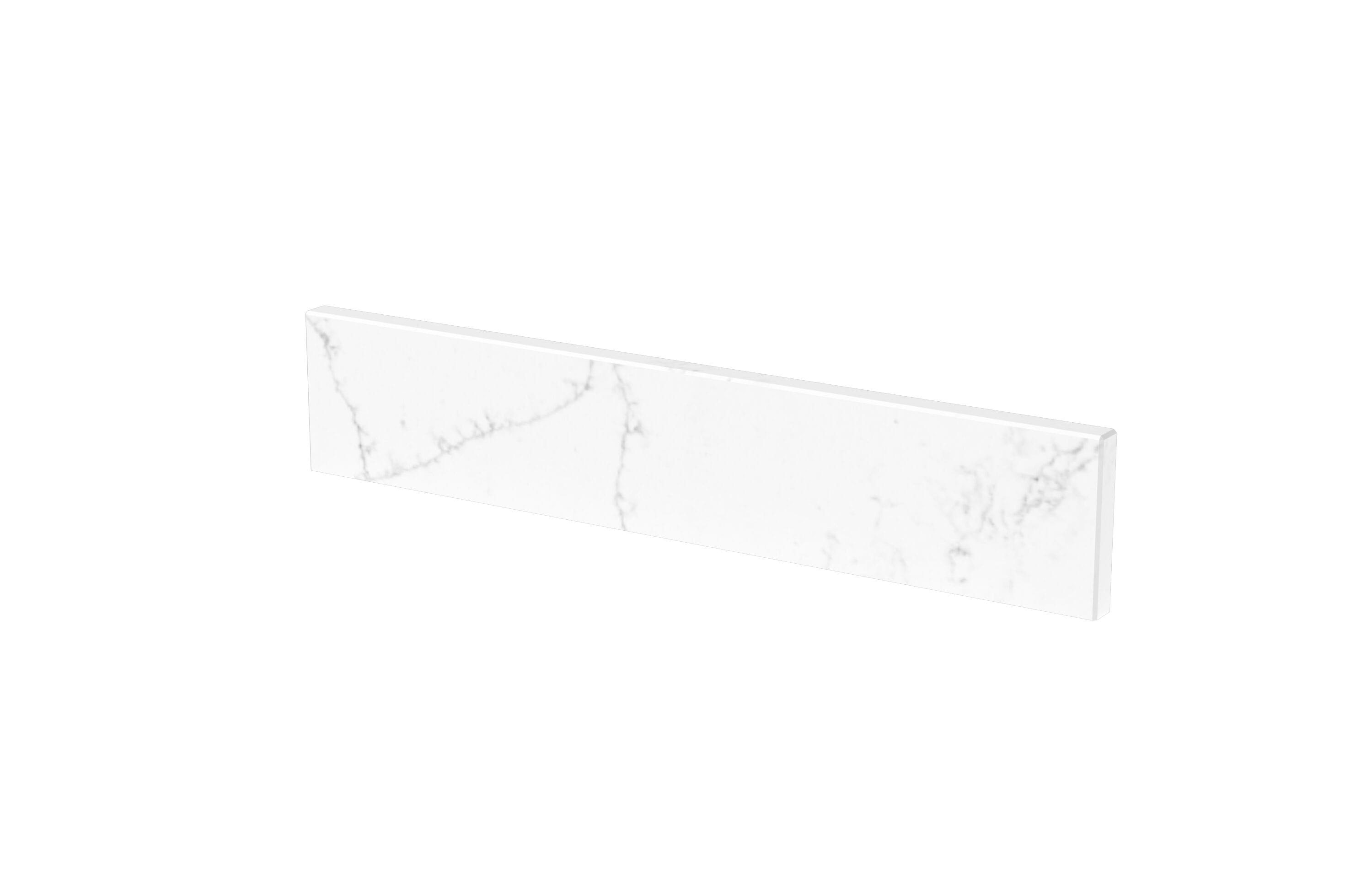 Salpicadera lateral de baño de cuarzo blanco Carrara Winette de 4 pulgadas de alto por 21.24 pulgadas de largo