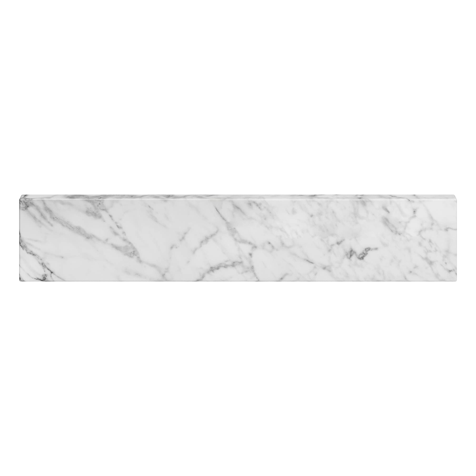 Salpicadura lateral de baño de mármol natural Carrara de 4 pulgadas de alto x 21 pulgadas de largo de allen + roth