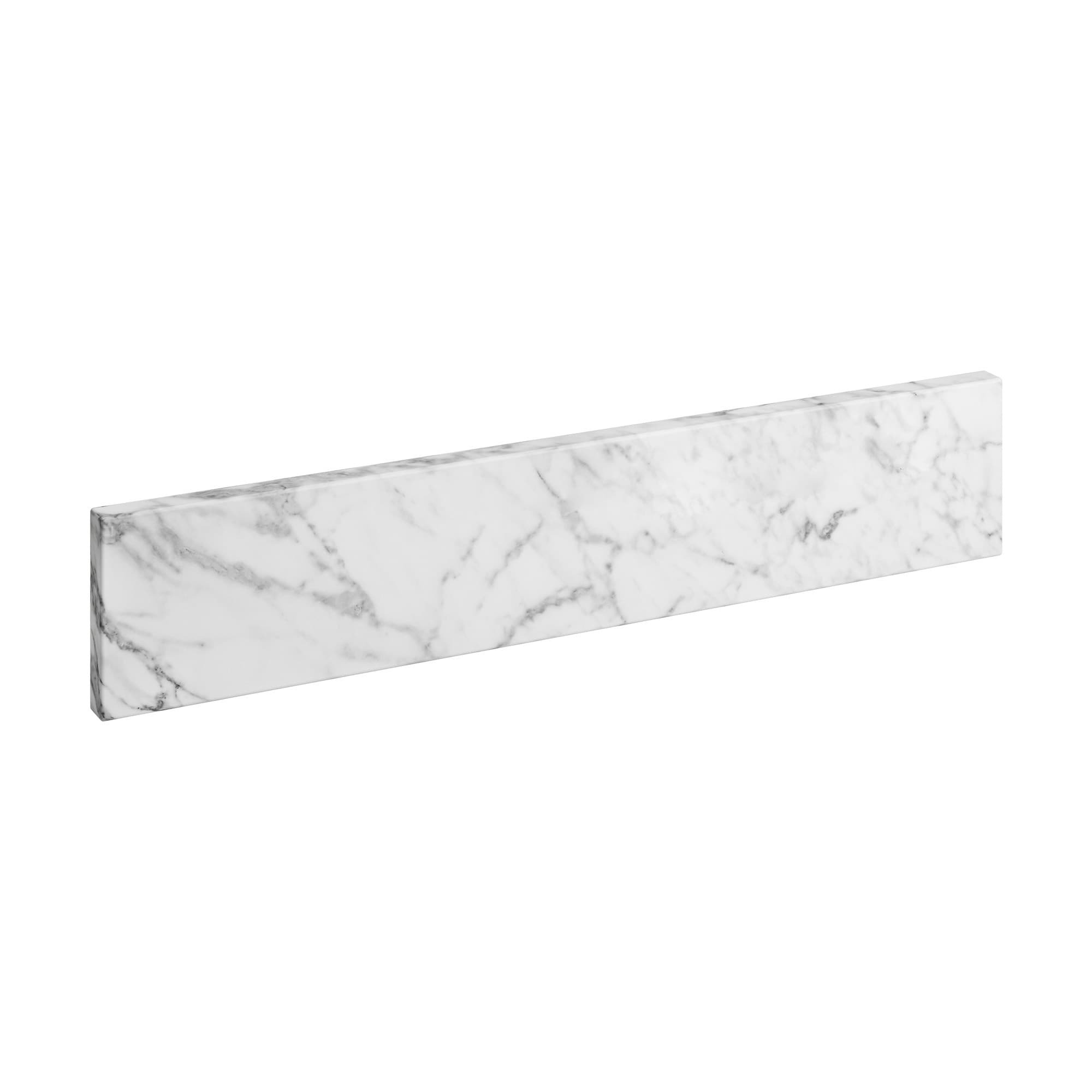 Salpicadura lateral de baño de mármol natural Carrara de 4 pulgadas de alto x 21 pulgadas de largo de allen + roth