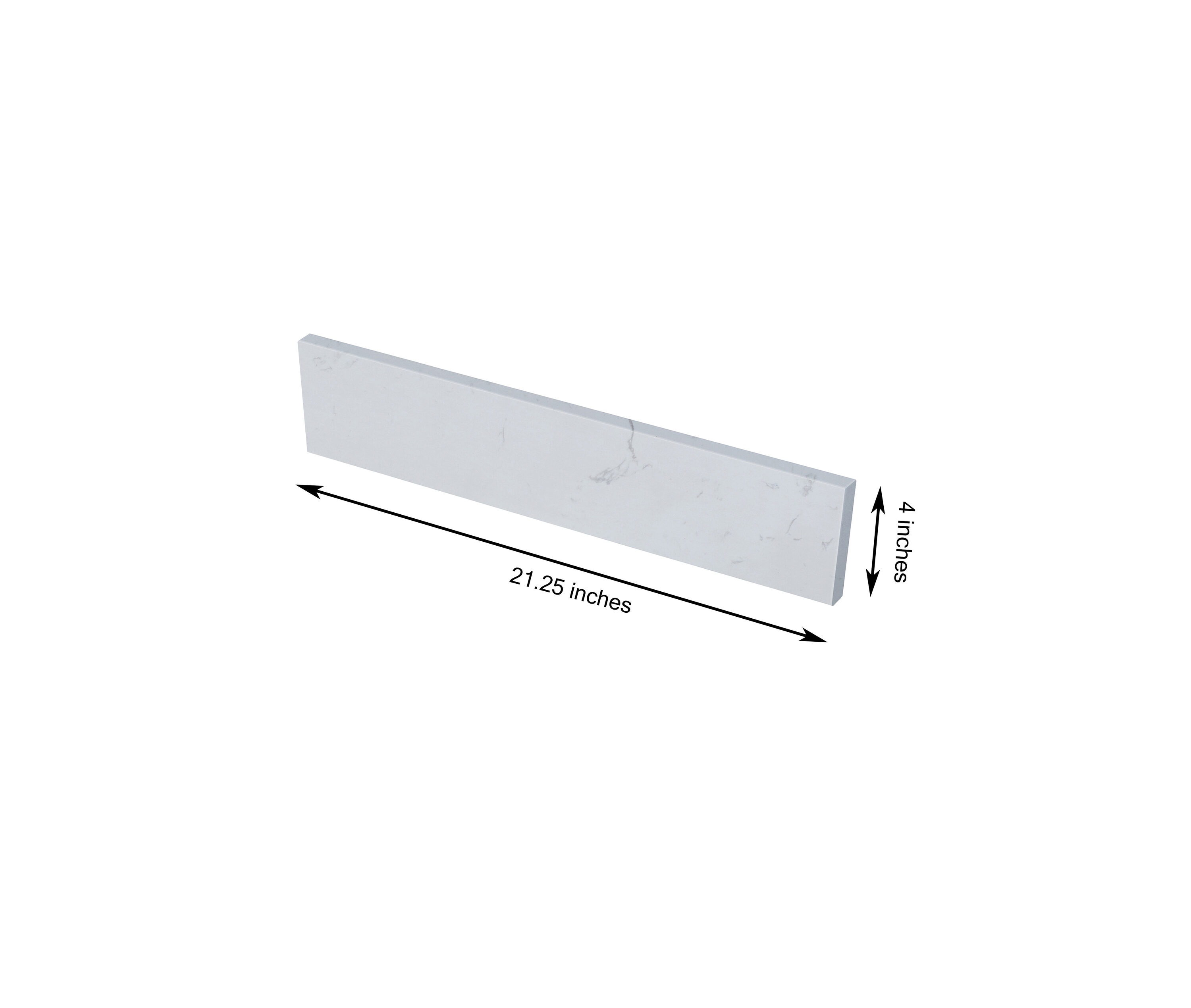 Salpicadura lateral para baño de mármol blanco Carrara de ingeniería, 4 pulgadas de alto x 21.25 pulgadas de largo TJ22-40SS100