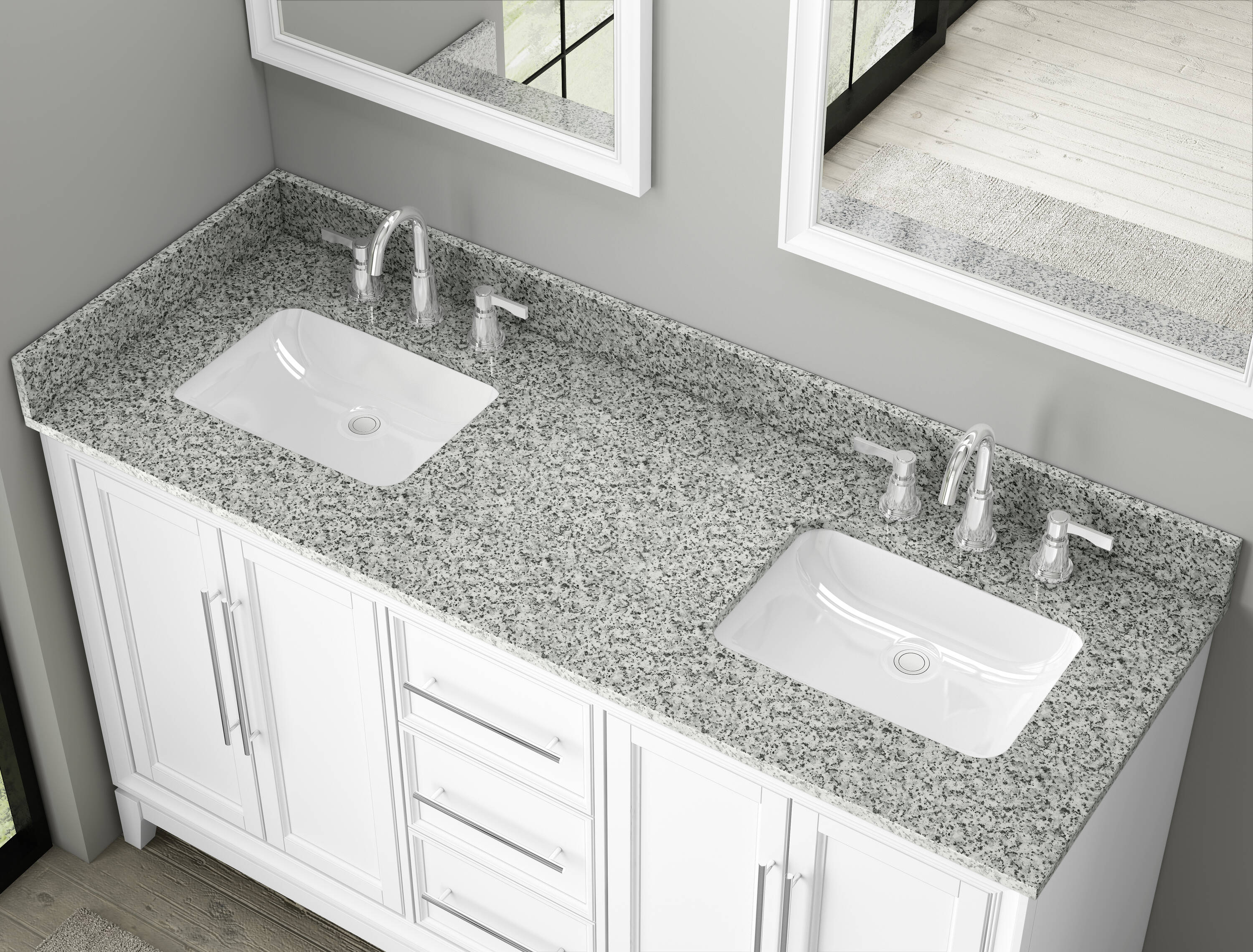 ---


Respaldo de baño en granito gris de 72 pulgadas de largo x 4 pulgadas de alto, TJAmerican (2 piezas) TJ72-40BS305


---