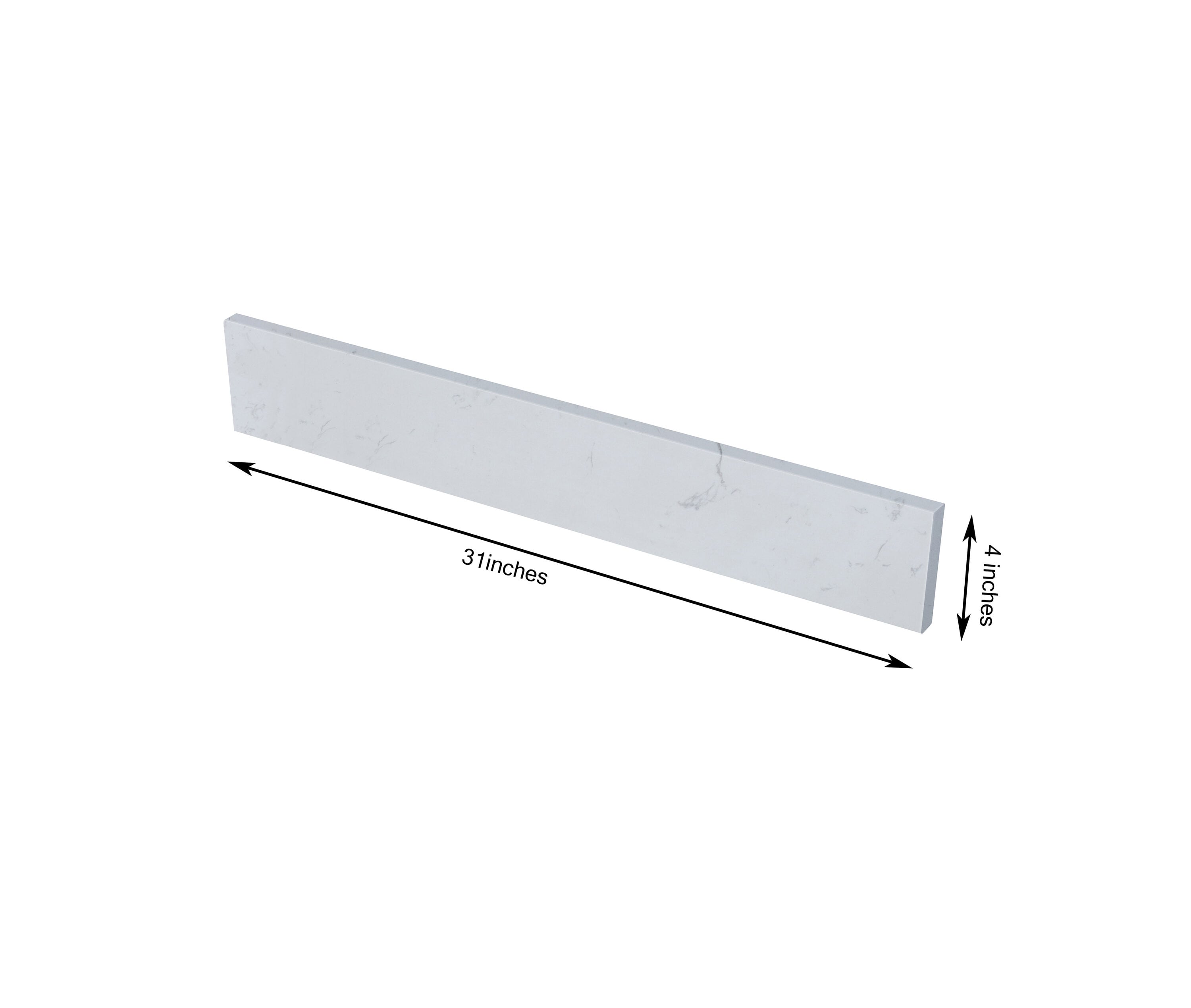 Salpicadero de baño de mármol blanco Carrara ingeniería de 4 pulgadas de alto por 31 pulgadas de largo TJ31-40BS100