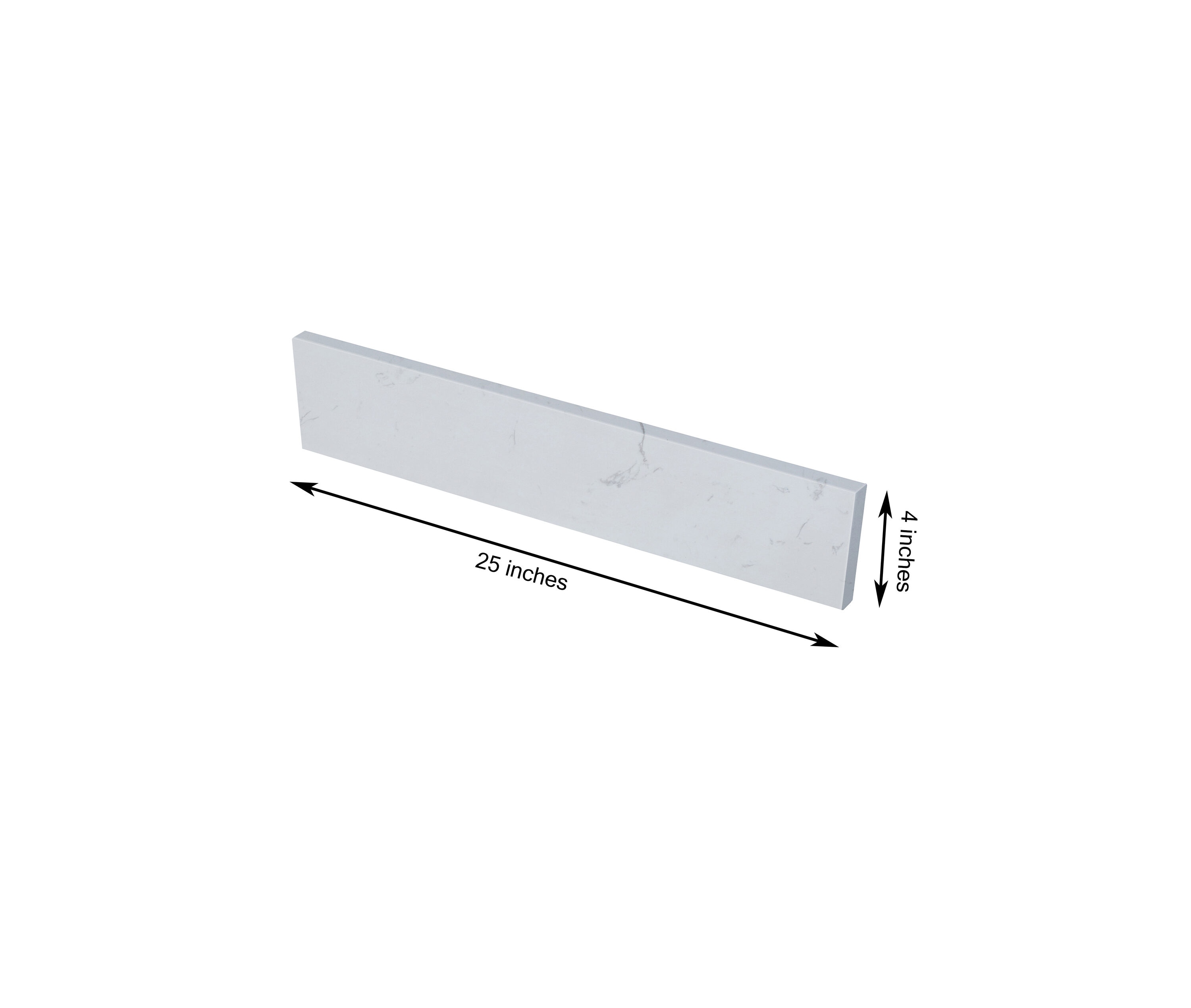 Salpicadero de baño de mármol blanco Carrara artificial TJAmerican de 4 pulgadas de altura por 25 pulgadas de largo TJ25-40BS100