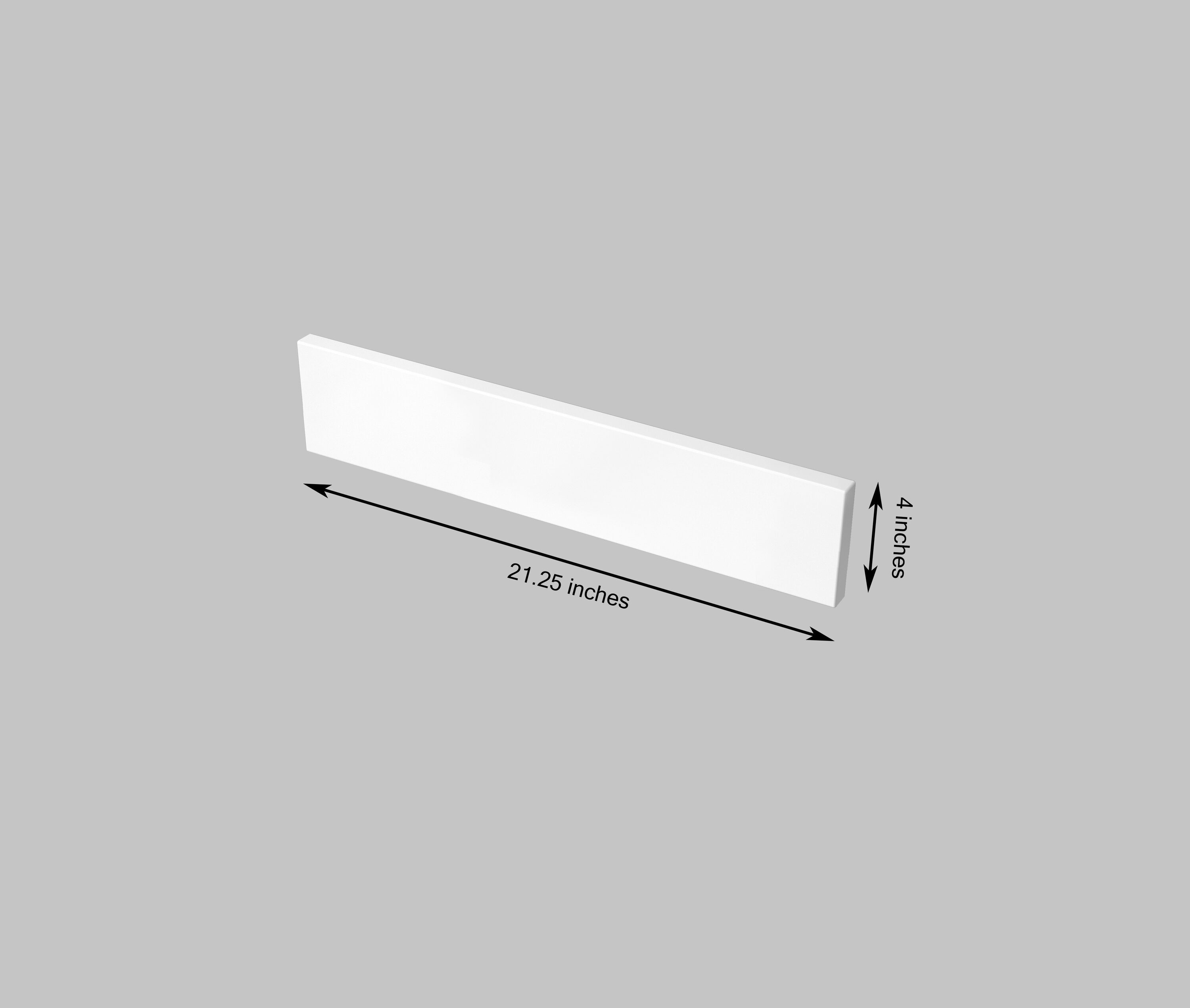 Salpicadera lateral para baño de mármol blanco de ingeniería de 4 pulgadas de alto x 21.25 pulgadas de largo TJ22-40SS101