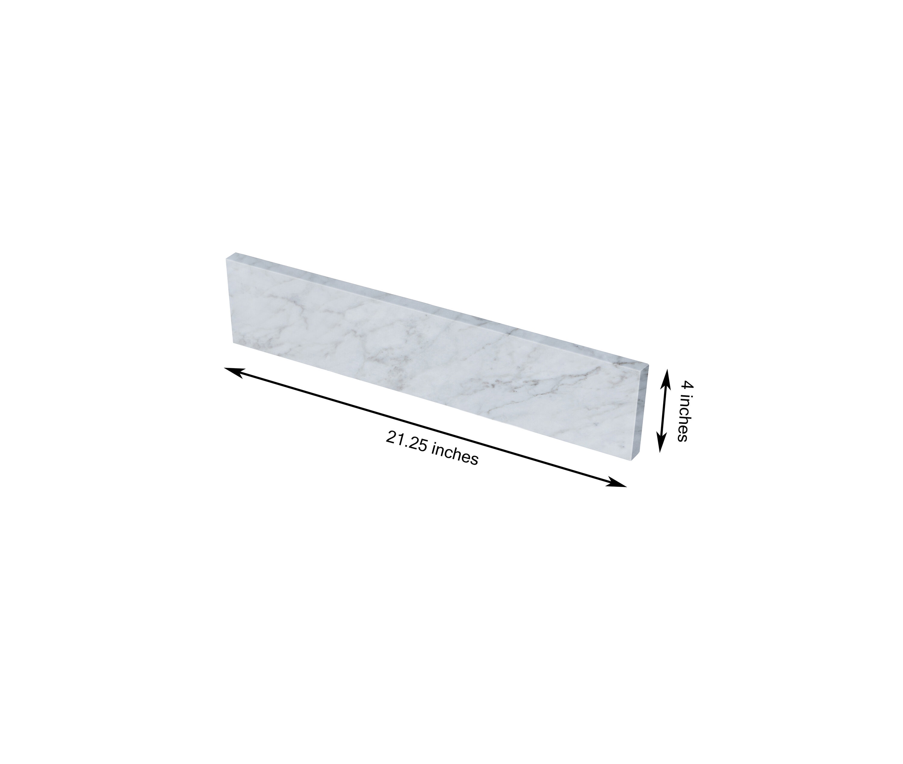 Salpicadura lateral de baño de mármol blanco Carrara natural de 4 pulgadas de alto x 21.25 pulgadas de largo TJ22-40SS300
