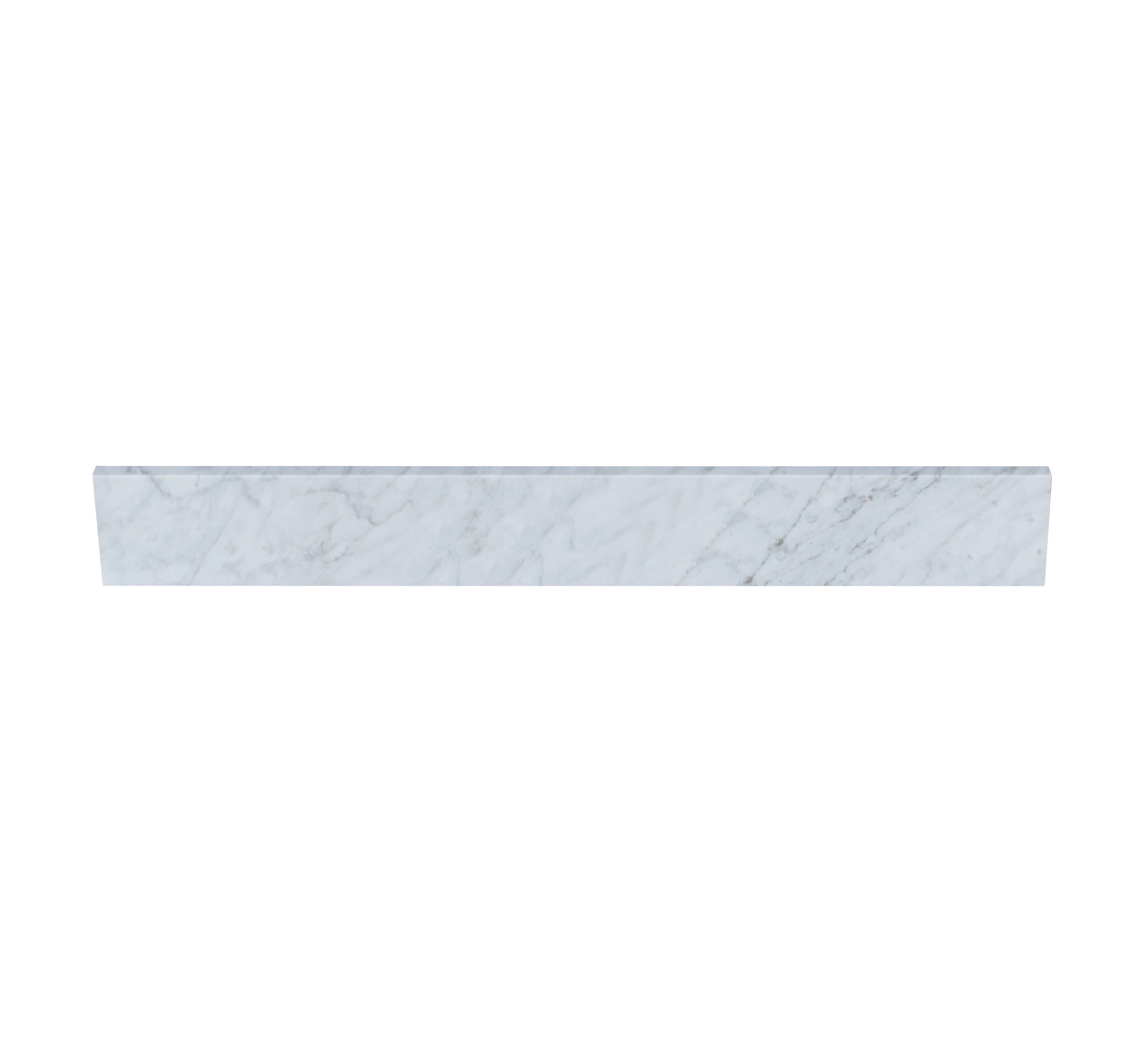 Salpicadura de baño de mármol blanco Carrara natural de 4 pulgadas de alto por 37 pulgadas de largo TJAmerican