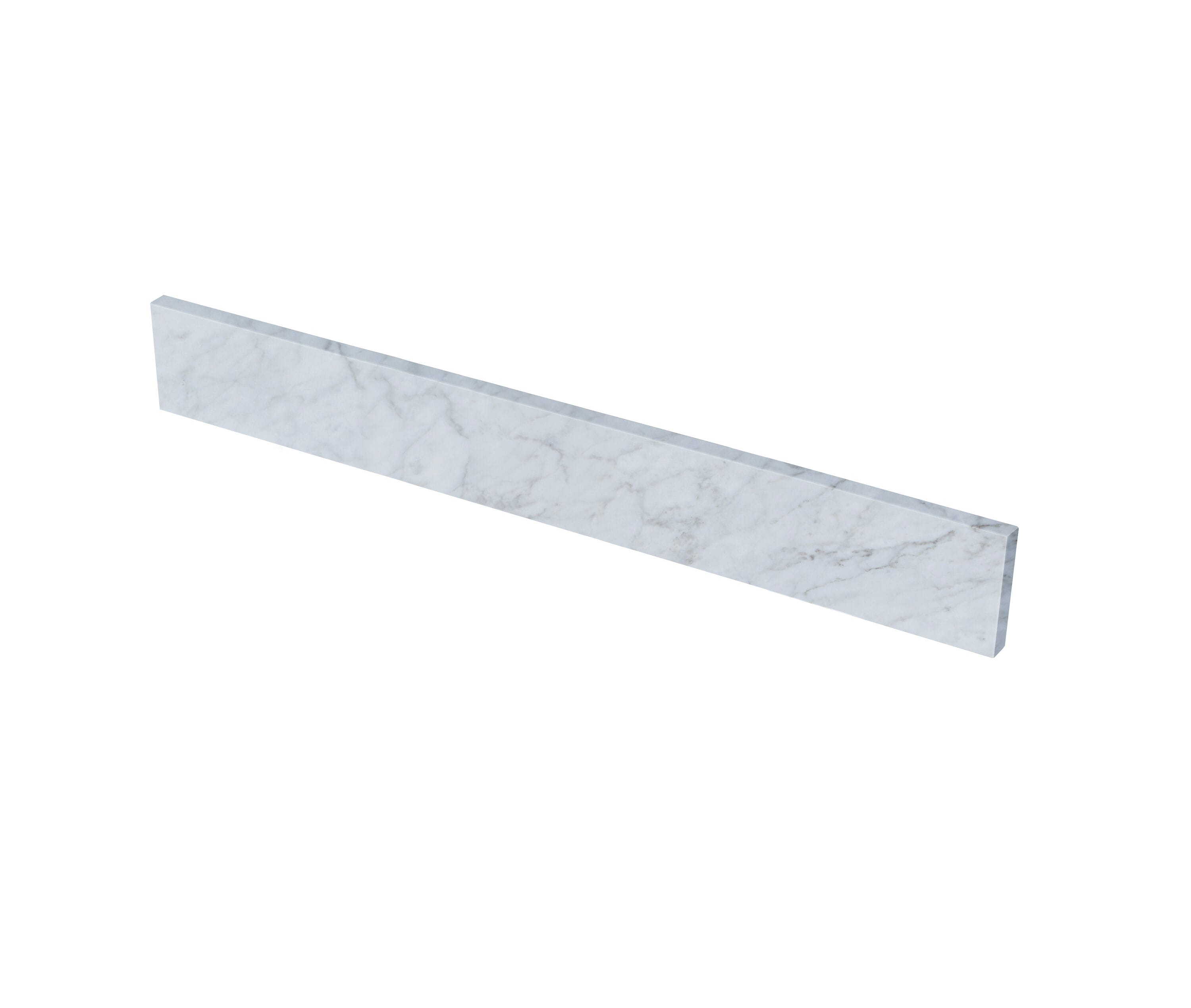 Salpicadura de baño de mármol blanco Carrara natural de 4 pulgadas de alto por 37 pulgadas de largo TJAmerican