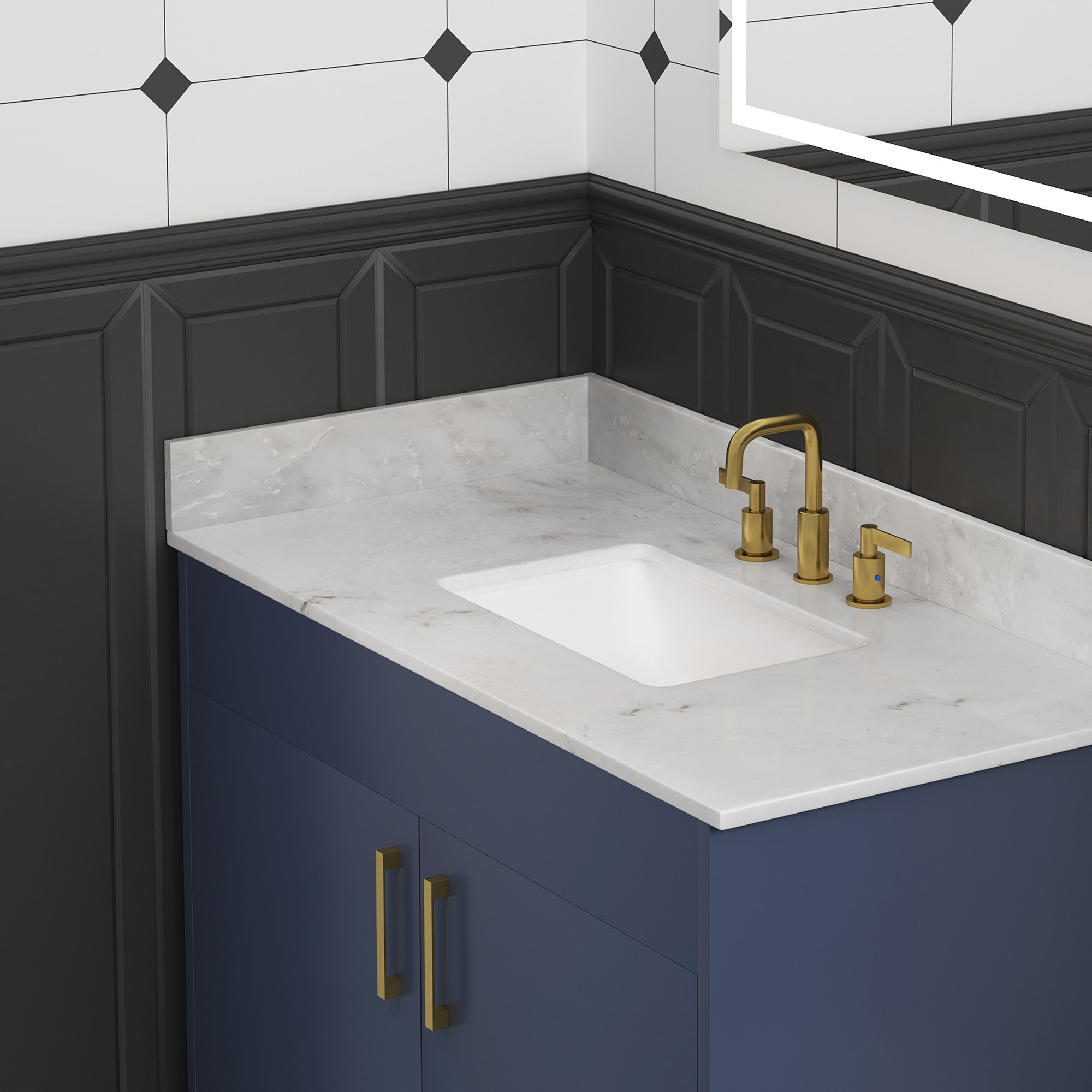 Salpicadera de baño de mármol blanco natural de 4 pulgadas de alto x 21.25 pulgadas de largo, estilo lujoso