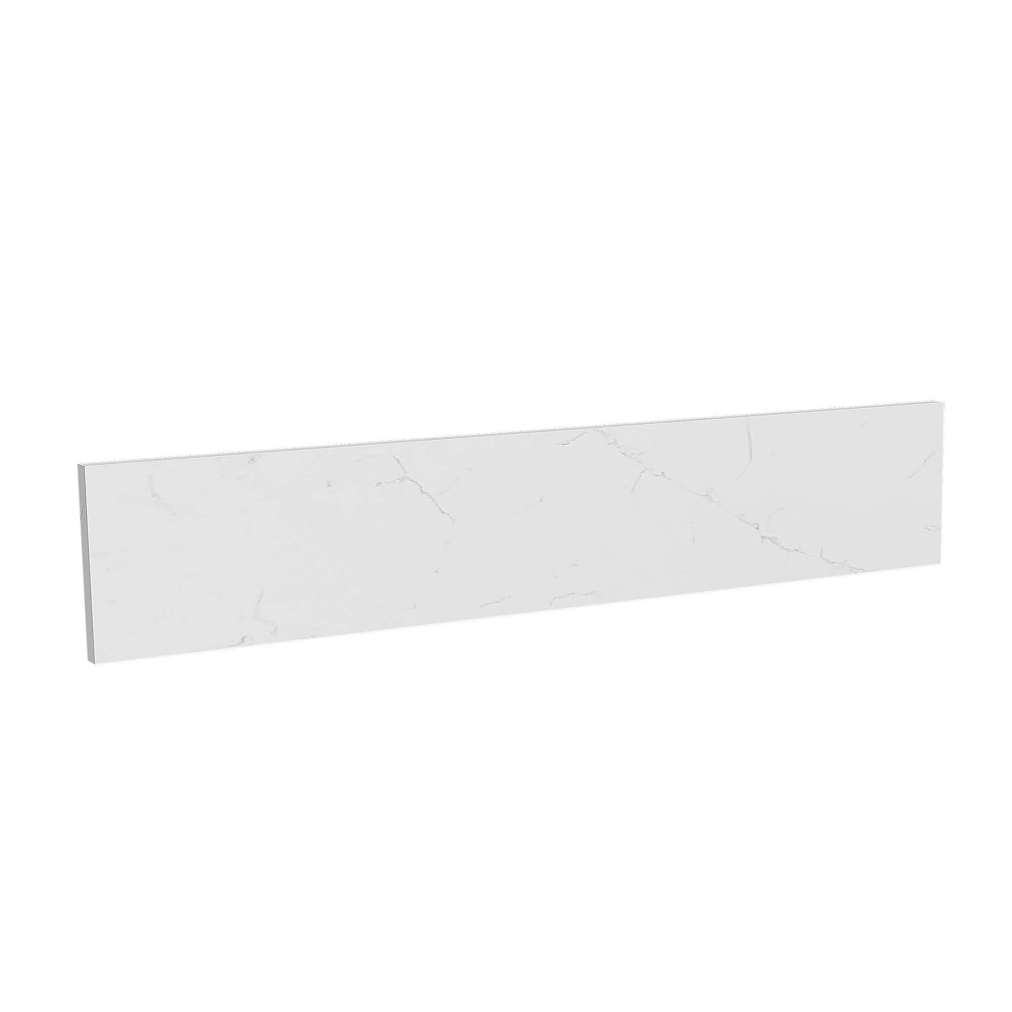 Salpicadura lateral de baño de cuarzo blanco Deluxe Living de 4 pulgadas de alto x 21.25 pulgadas de largo.