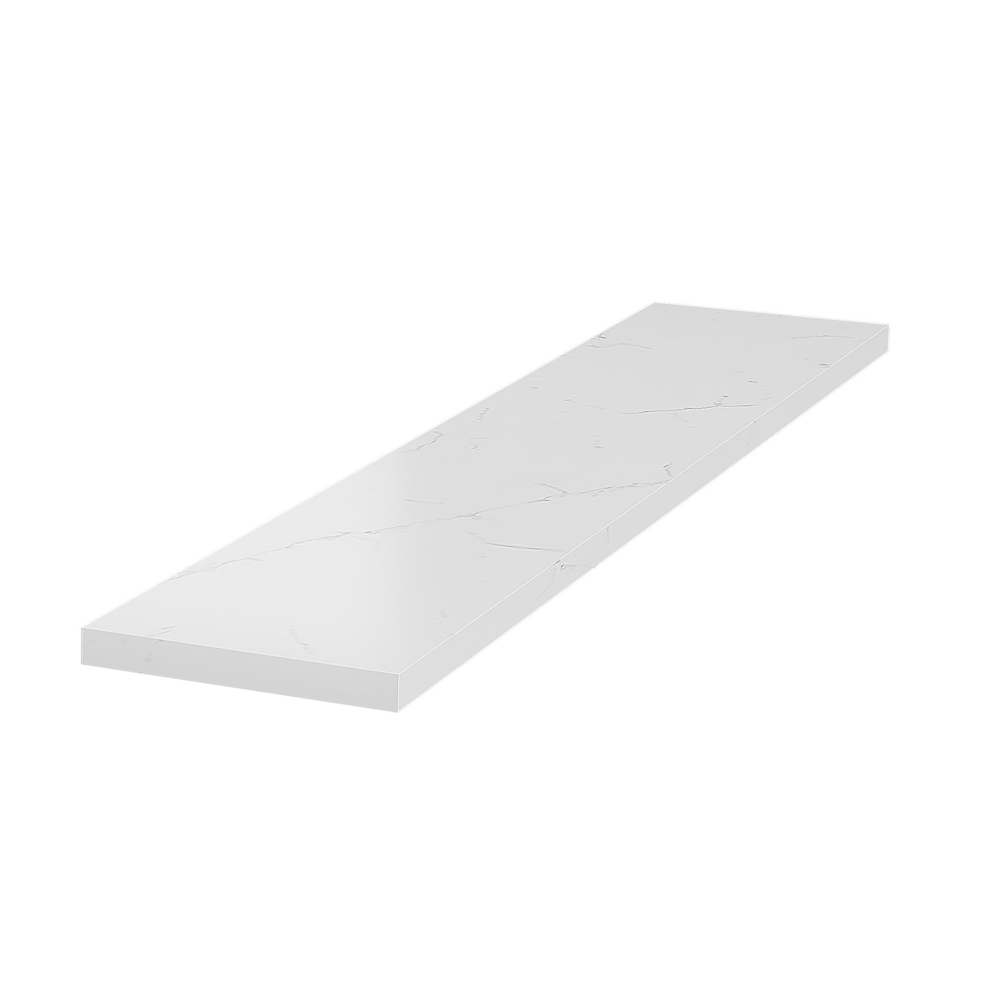 Salpicadura lateral de baño de cuarzo blanco Deluxe Living de 4 pulgadas de alto x 21.25 pulgadas de largo.