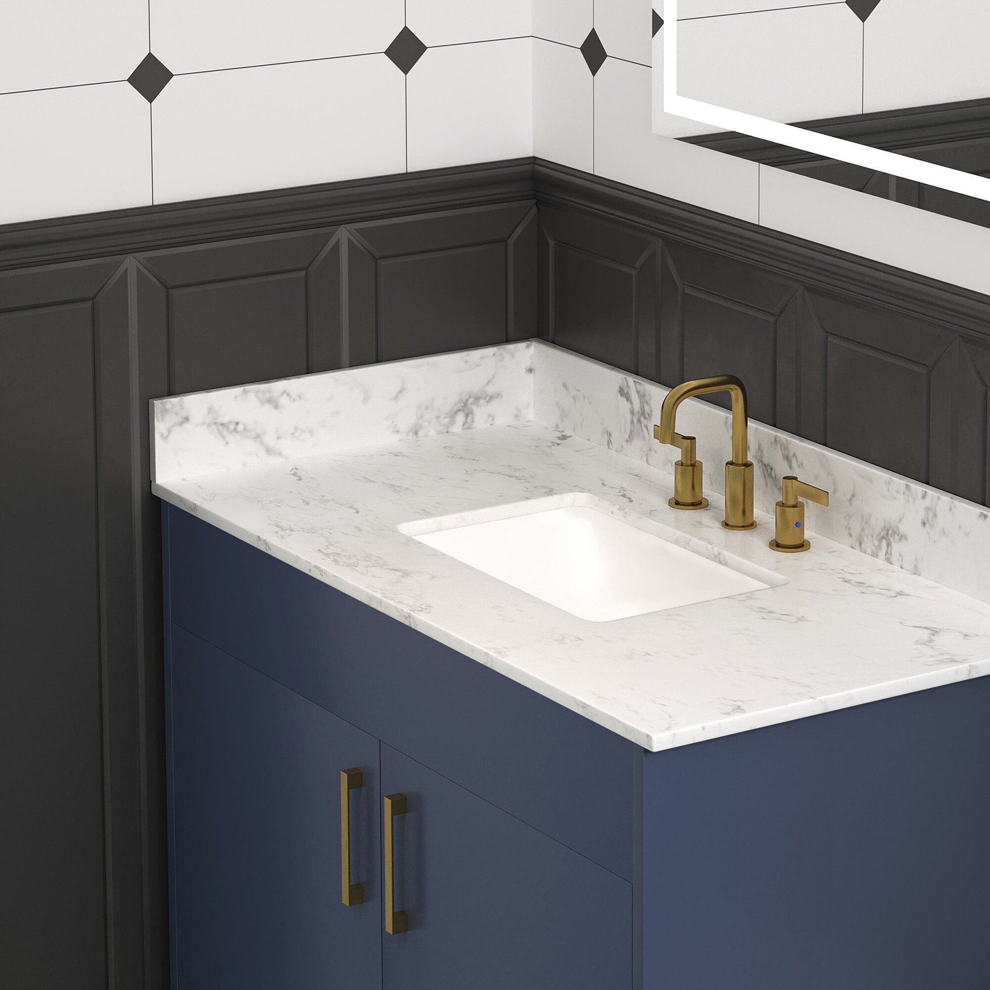 Listón para baño de piedra engineered blanco de lujo de 4 pulgadas de alto x 21.25 pulgadas de largo